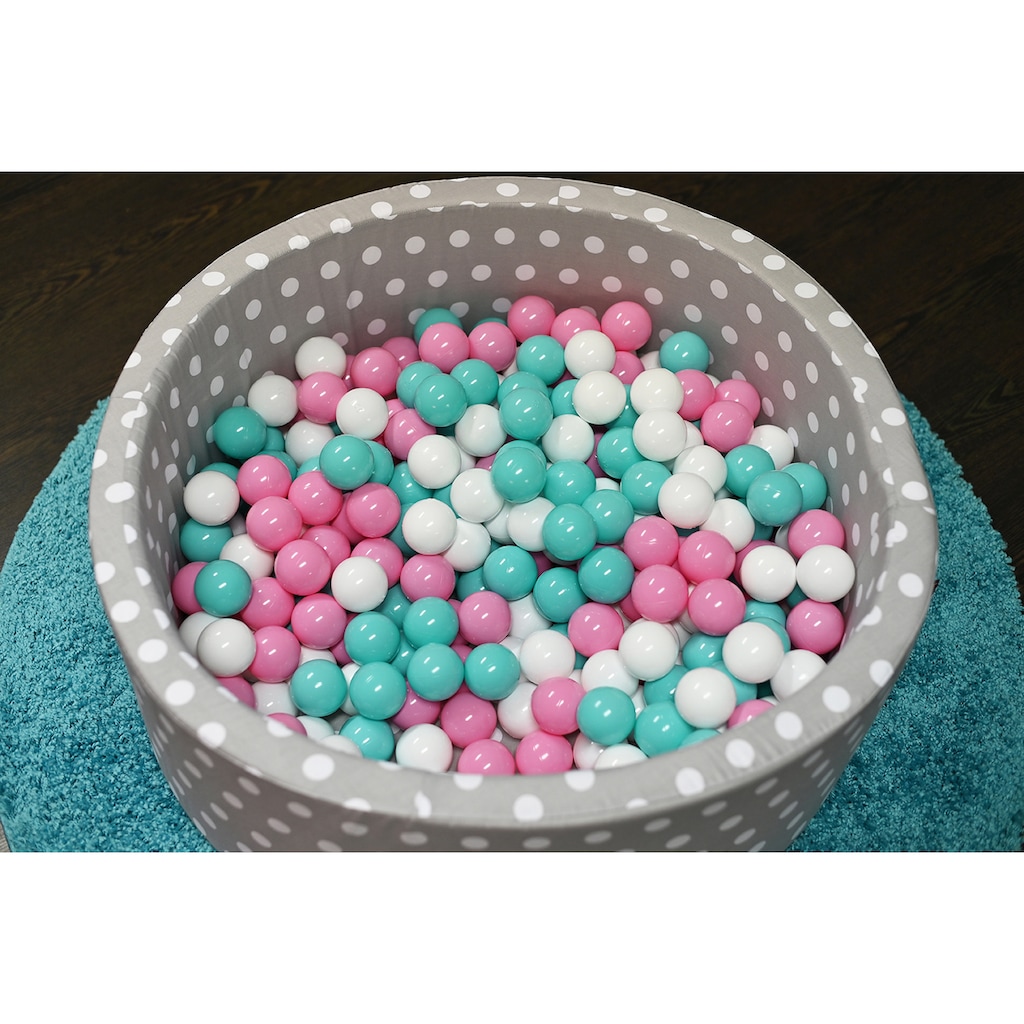 Knorrtoys® Bällebad »Soft, Grey White Dots«, mit 300 Bällen rose/creme/lightBlue; Made in Germany