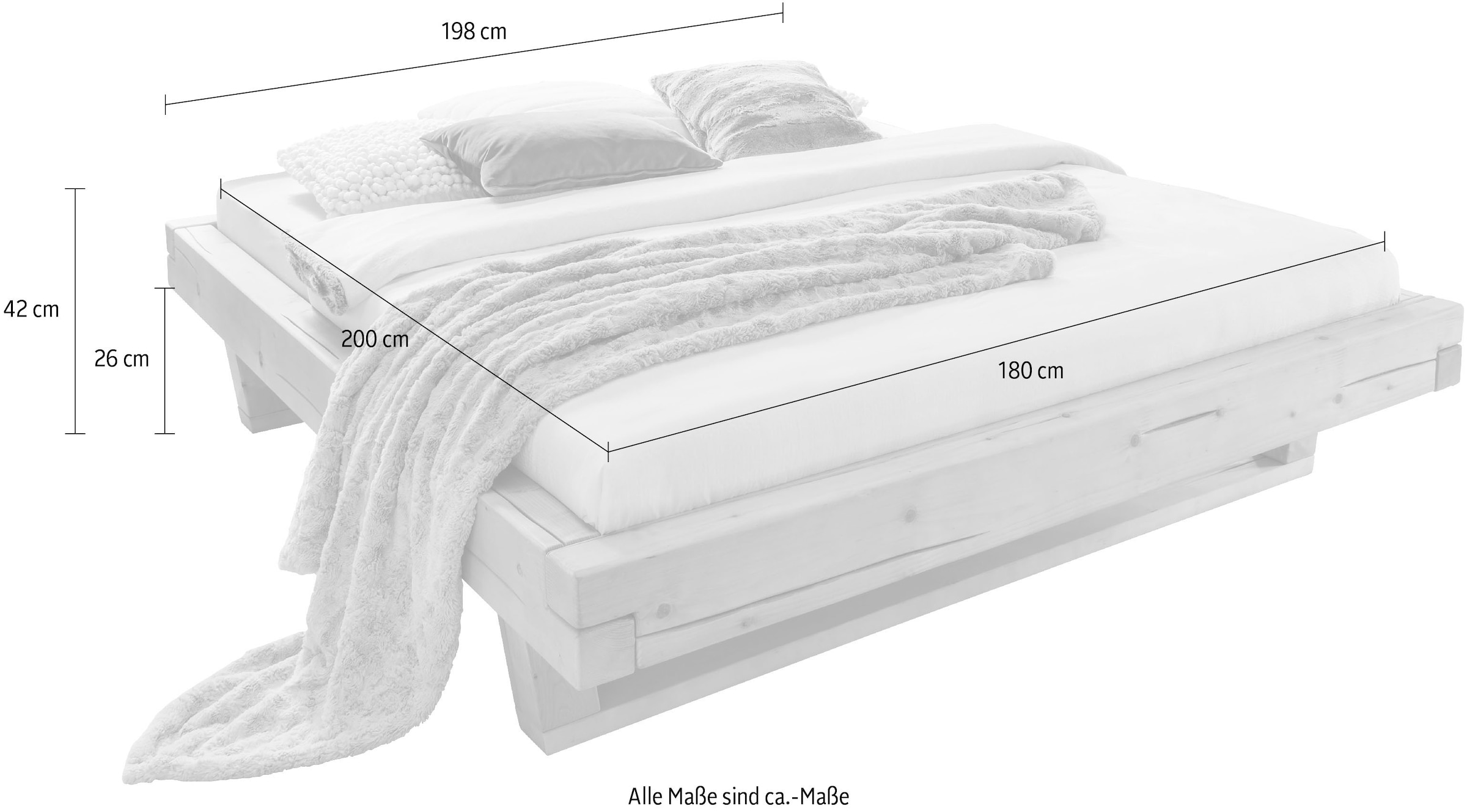 Home affaire Massivholzbett »Ultima, hohe Belastbarkeit, Futonbett ohne Kopfteil«, (3 tlg.), aus Eiche oder Fichte, FSC-zertifiziert, in vielen Breiten