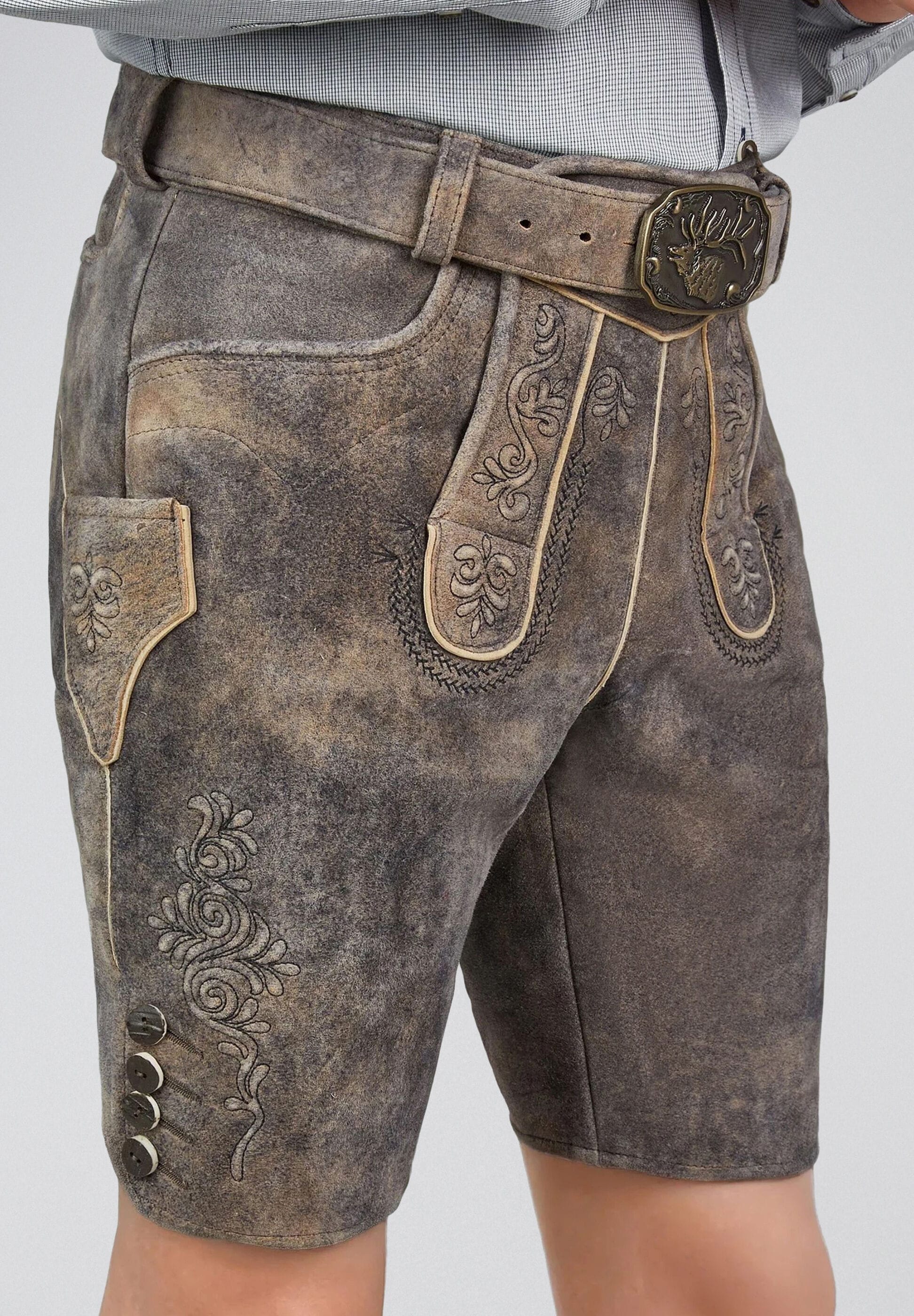 Spieth & Wensky Lederhose »Heribert«  45 cm, Knöpfe am Beinabschluss