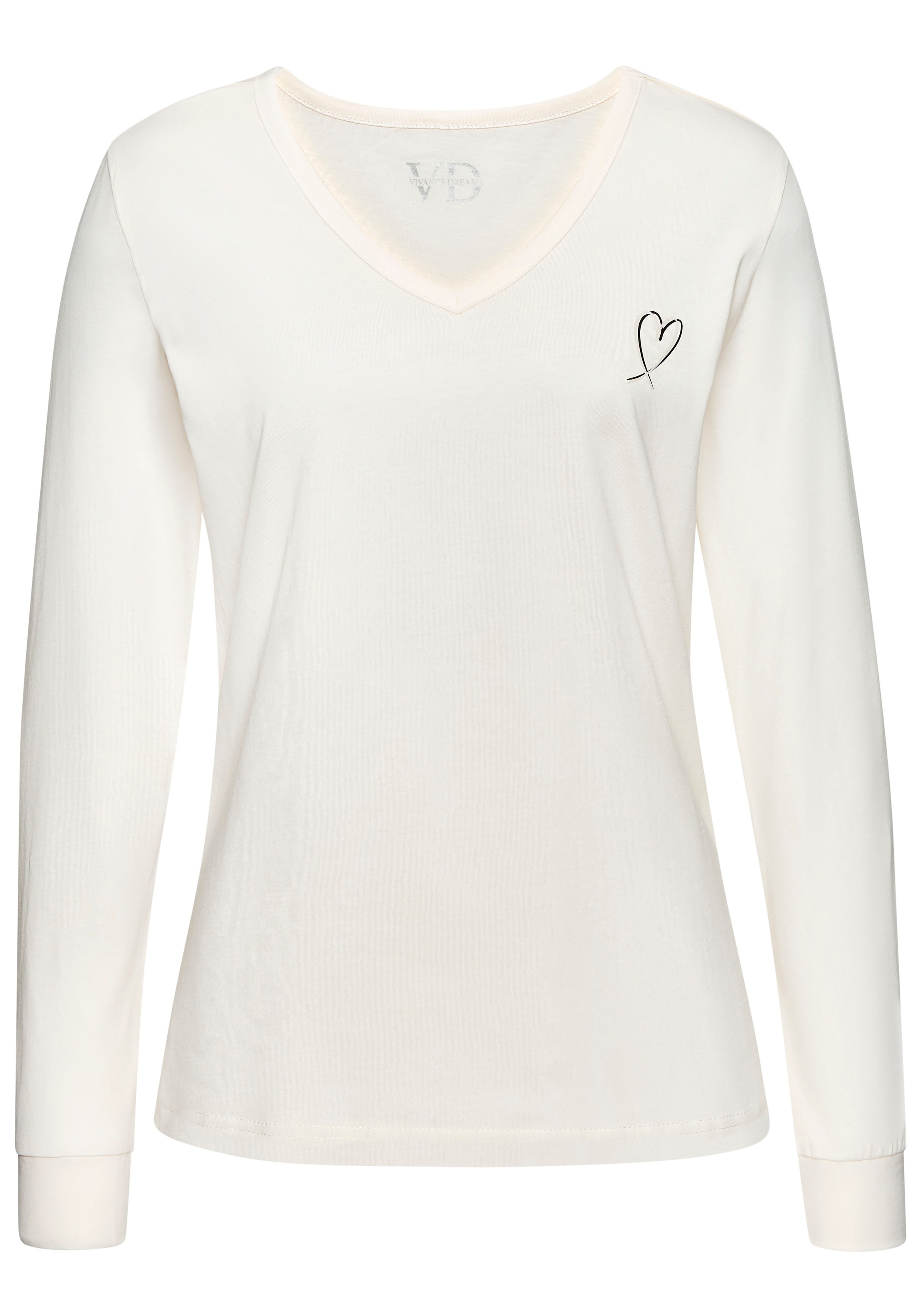 Vivance Dreams Longsleeve mit kleinem Herzprint günstig online kaufen