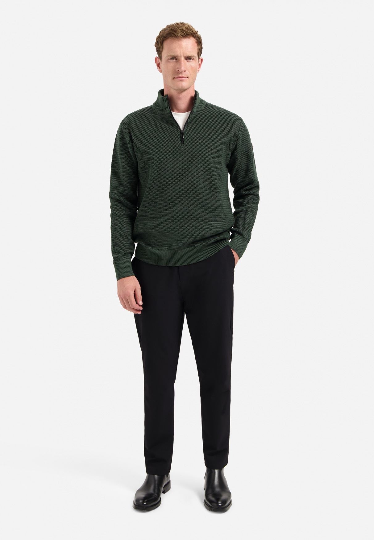 Thumbnail - NO EXCESS Stehkragenpullover "No Excess Melierter Half-Zip-Sweater"