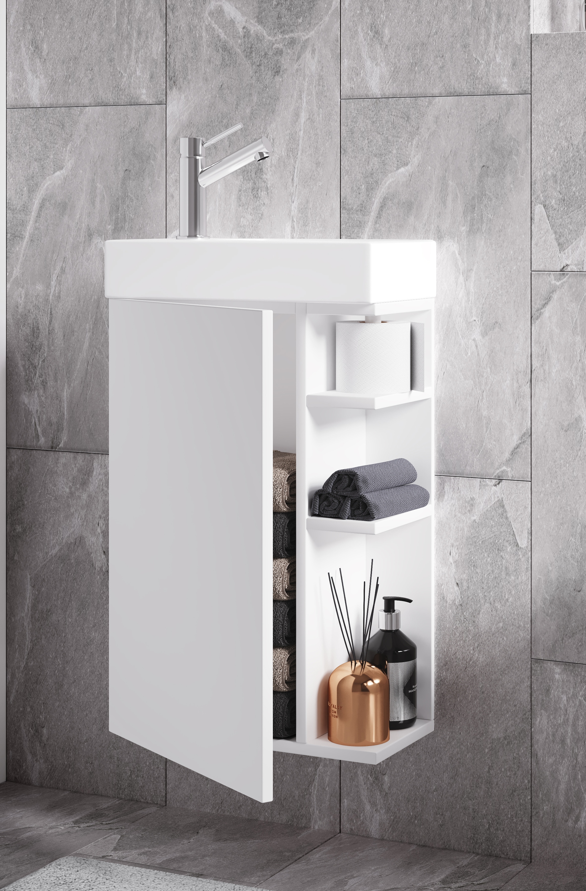 VCM Waschbeckenunterschrank »VCM 2-tlg Set | Waschplatz für Gäste WC | Gästebad | Waschtisch | Badezimmer Set ¿ Lumia«, (2 St.)