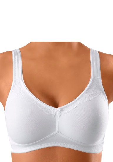 Naturana Bügelloser BH "Cotton" vorgeformte Soft-Cups, breite Träger, mit Spitze, Baumwollmix, bequem