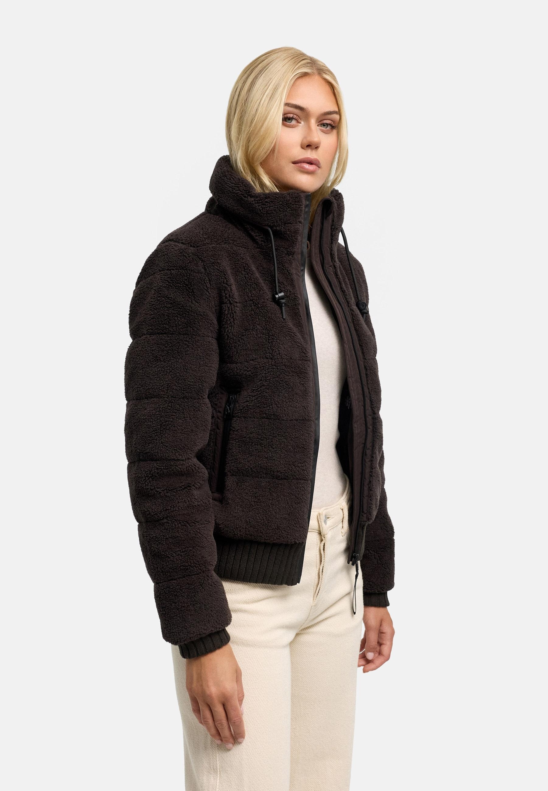 Navahoo Plüschjacke »Schneepuder 14« ohne Kapuze warme Damen Teddyjacke für den Winter