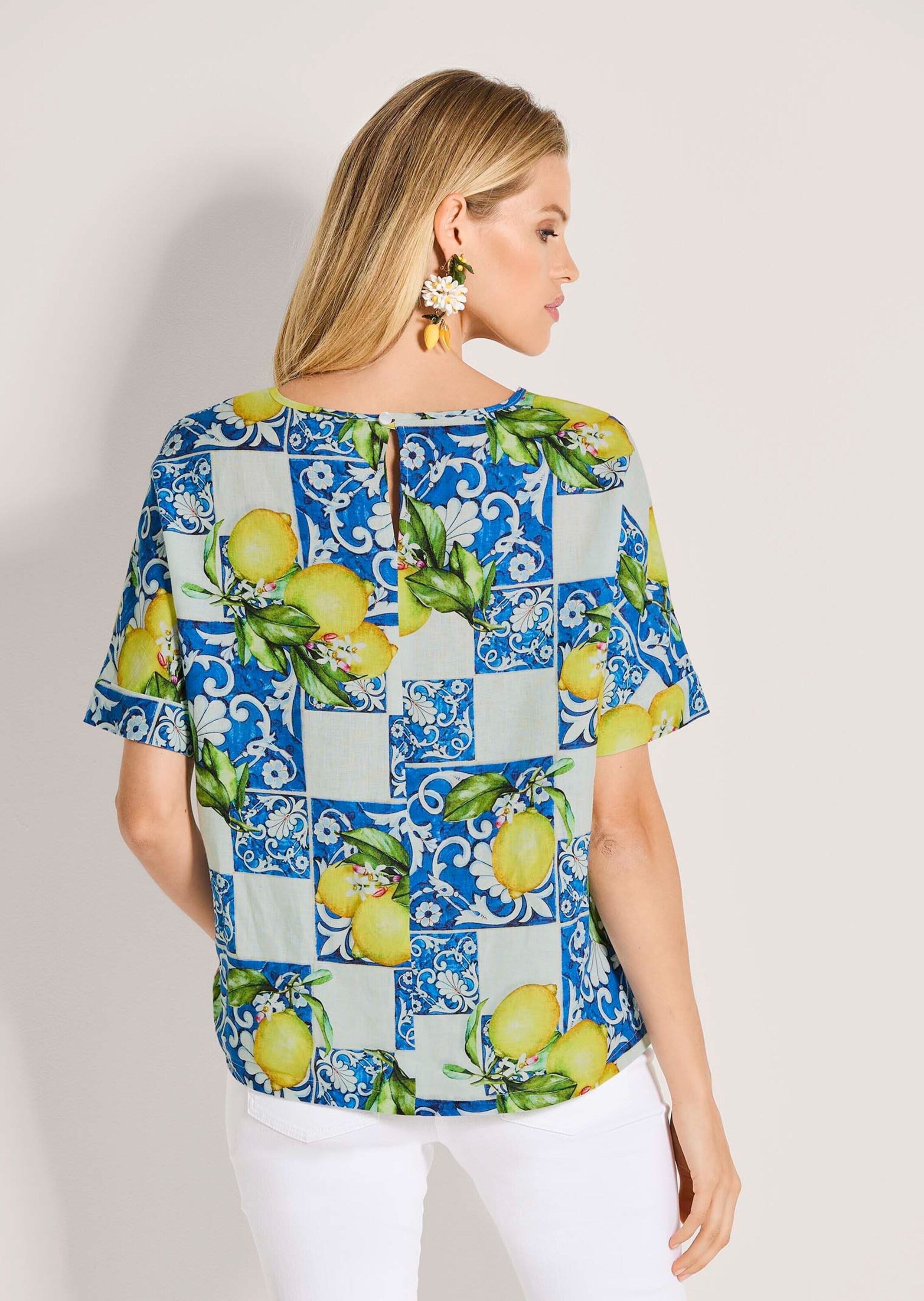 MADELEINE Kurzarmbluse »Blusenshirt Sommerbluse mit mediterranem Print«