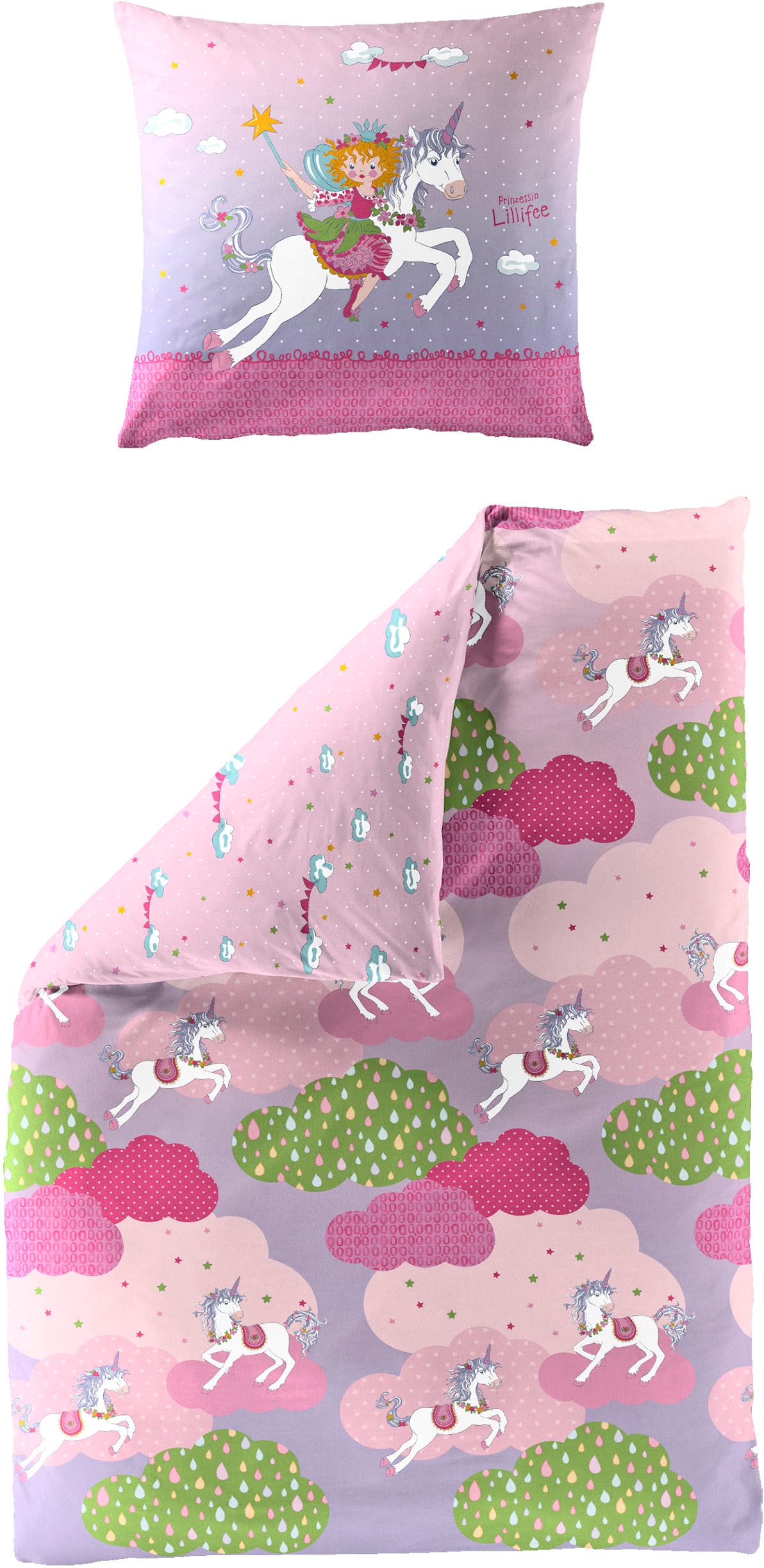 Prinzessin Lillifee Kinderbettwäsche "Einhorn" 2 Stk. tlg. Renforce, 100 % günstig online kaufen
