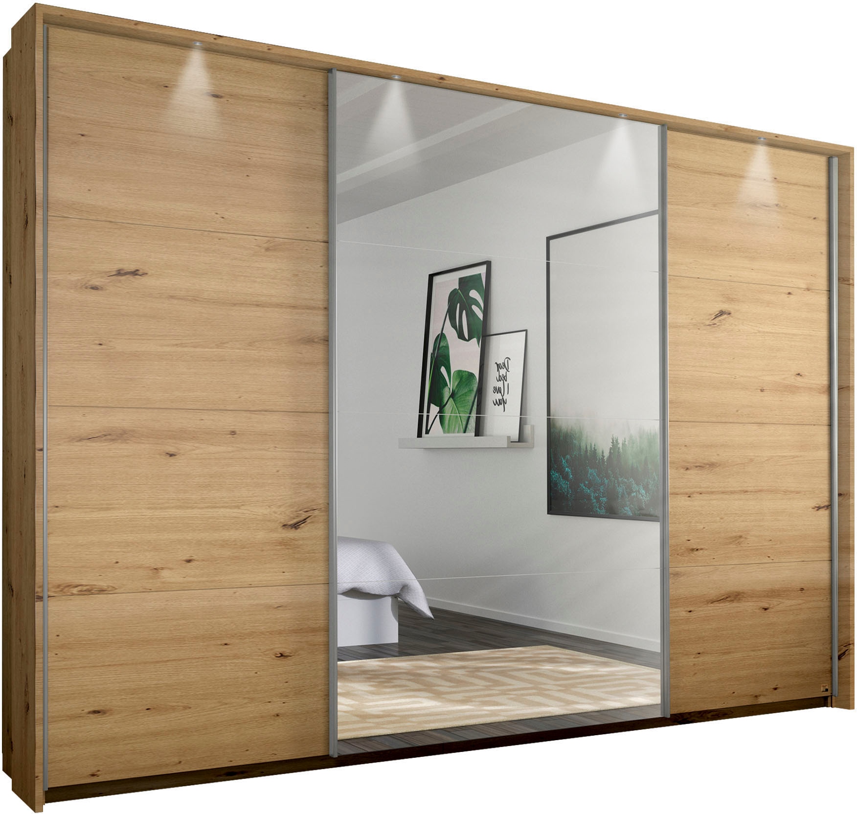 OTTO home Kleiderschrank "Mehrzweckschrank Aktenschrank Möbel Mietswohnung Schlafzimmer CORTONA" erhältlich in Breite 211/278/323/368 cm, Höhe: 214/233 cm, inkl. Passepartout und Zubehör, optionale Beleuchtung MADE IN GERMANY