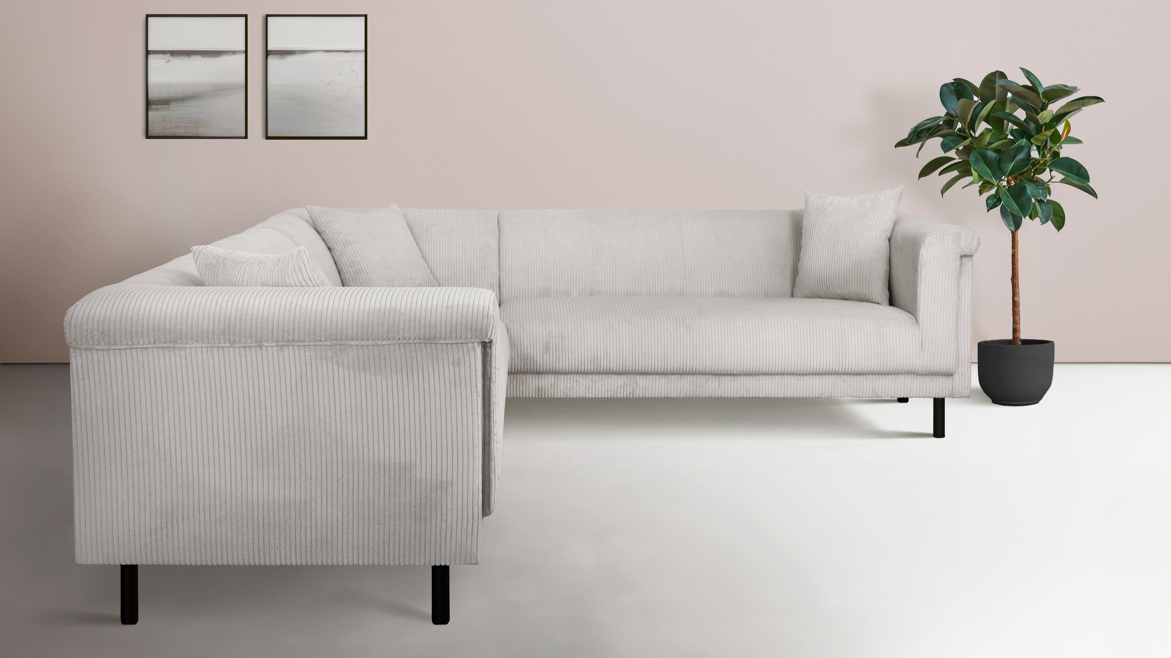 INOSIGN Ecksofa »AGNIA L-Form  B/T/H: 244/244/71 cm«, incl. Zierkissen, gleichschenklig, auch in Cord