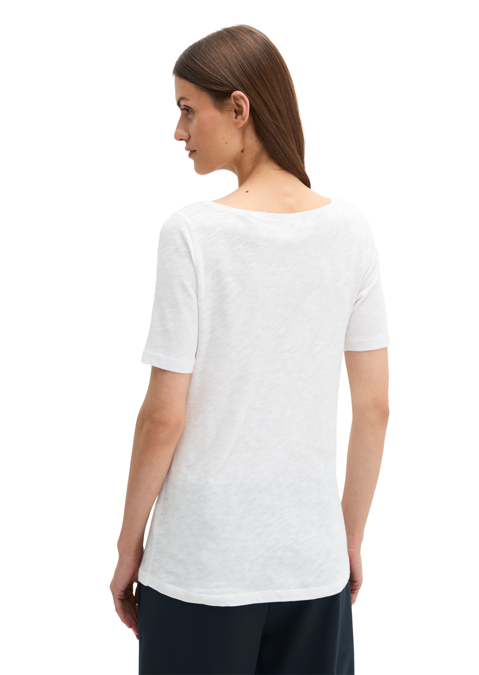 T-Shirt MARC O'POLO "mit U-Boot-Ausschnitt", Damen, Gr. XXS, weiß, Obermaterial: 100% Baumwolle, unifarben, Basic, regular fit, U-Boot-Ausschnitt, Shirts T-Shirt 3