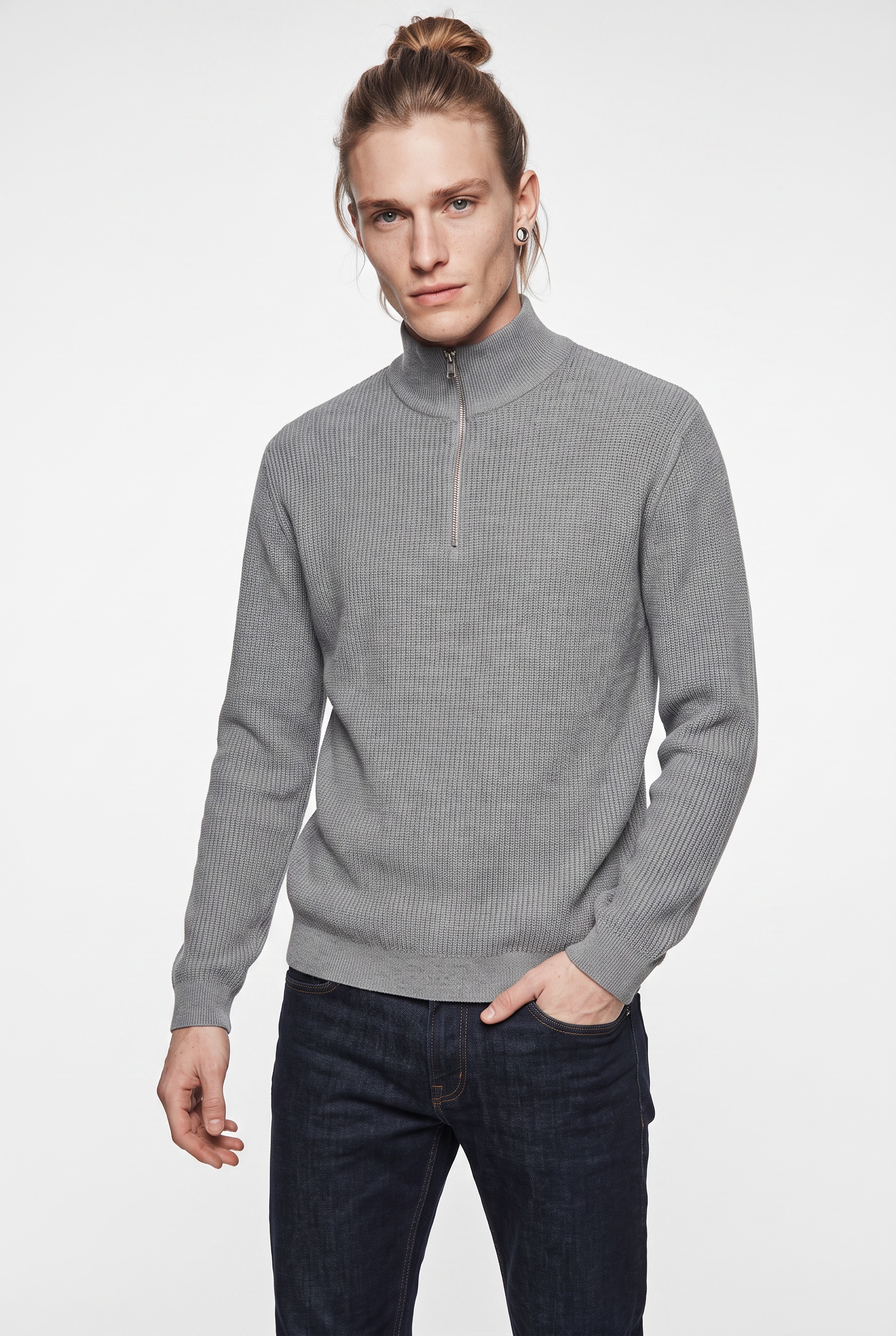 Jack & Jones Troyer "JPRBLACONNOR KNIT HALF ZIP" Baumwolle, regular fit