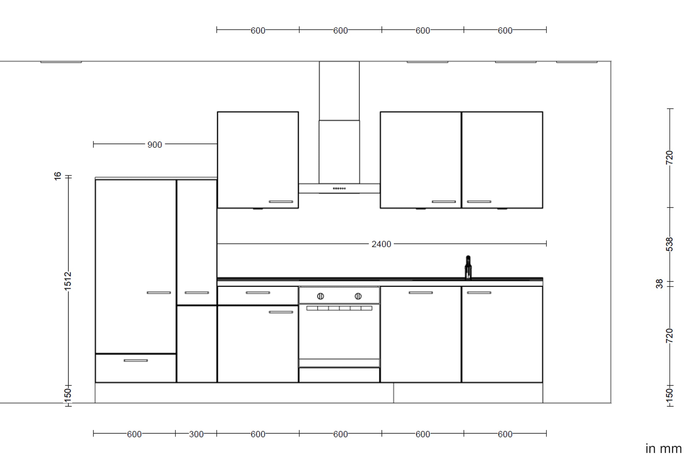 nobilia® Küchenzeile »"Cascada I"«, vormontiert, Ausrichtung wählbar, Breite 330 cm, wahlw. mit E-Geräten