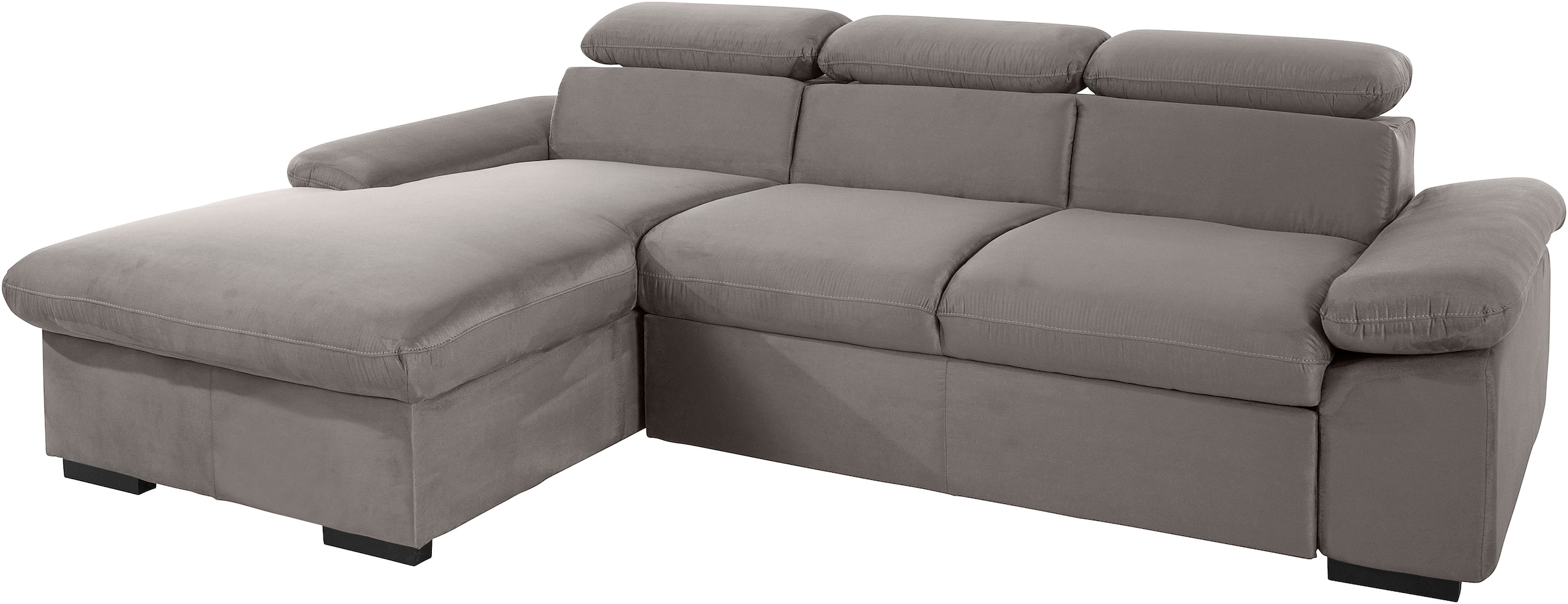 COTTA Ecksofa »Lola L-Form mit Kopfteilfunktion & Hocker«, (Set, mit Hocker), wahlweise mit Bettfunktion, Bettkasten & Armteilverstellung