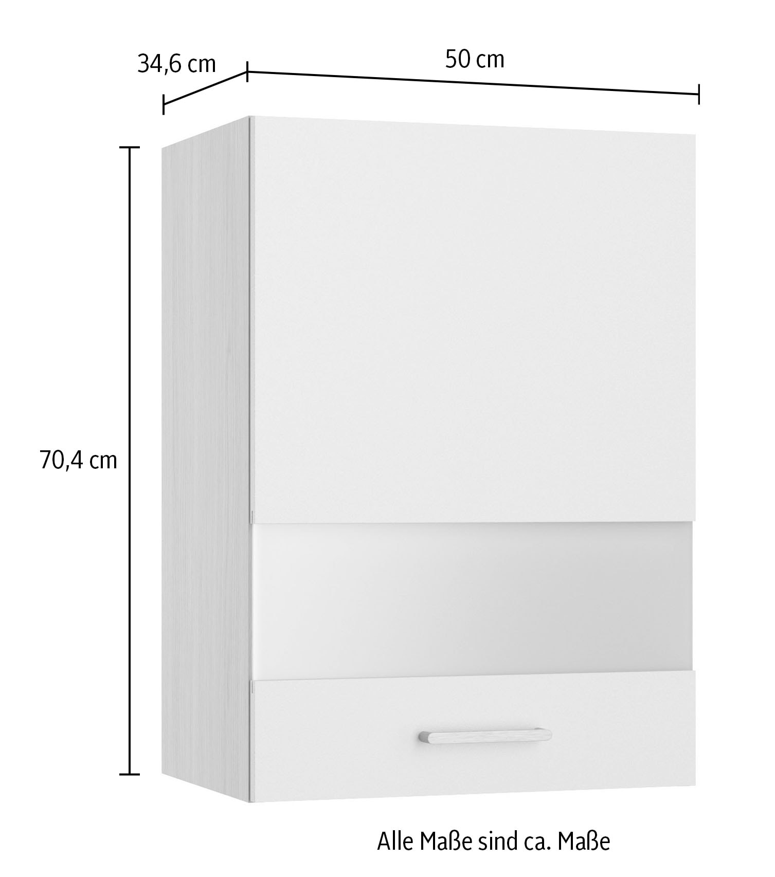 KOCHSTATION Hängeschrank »KS-Lucy« Breite 50 cm, mit 1 Segmentglastür, 2 Einlegeböden, Soft-Close