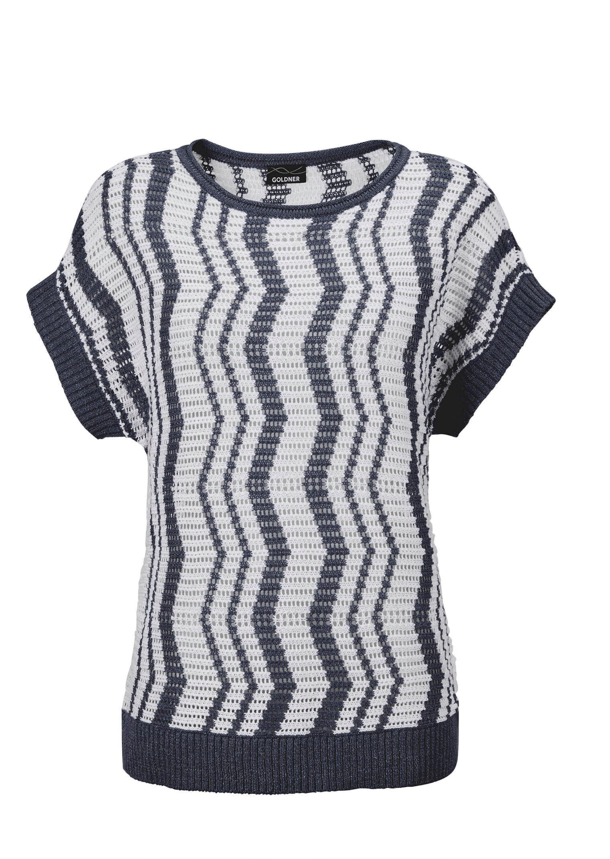 GOLDNER Rundhalspullover "Halbarmpullover mit Lochstruktur" Intarsienmuster günstig online kaufen