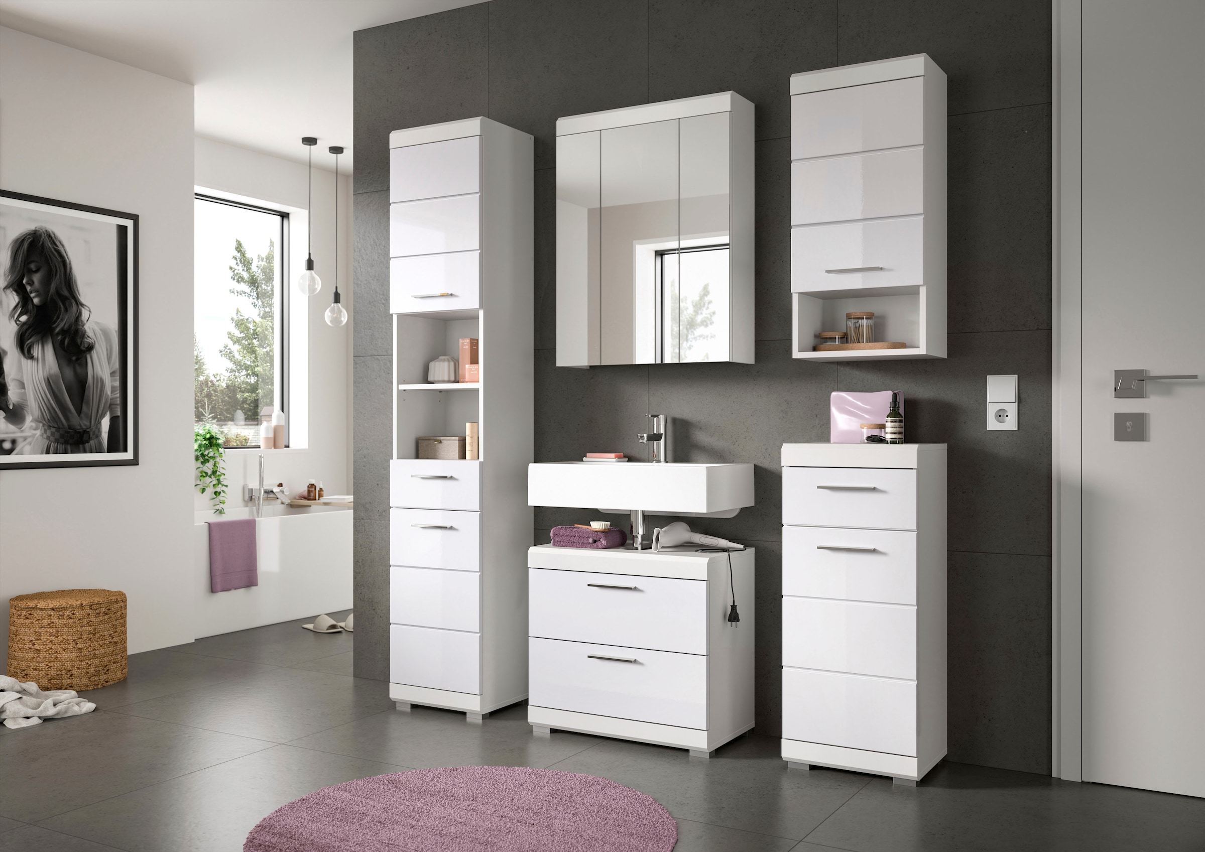 welltime Unterschrank »SIENA, Breite 37cm, 1 Tür, 1 Schubkasten, 2 Fächer, MDF-Front« TOPSELLER!, 1 Stk. tlg. in verschiedenen Farben erhältlich, Badmöbel, Badschrank, Kommode, Bad