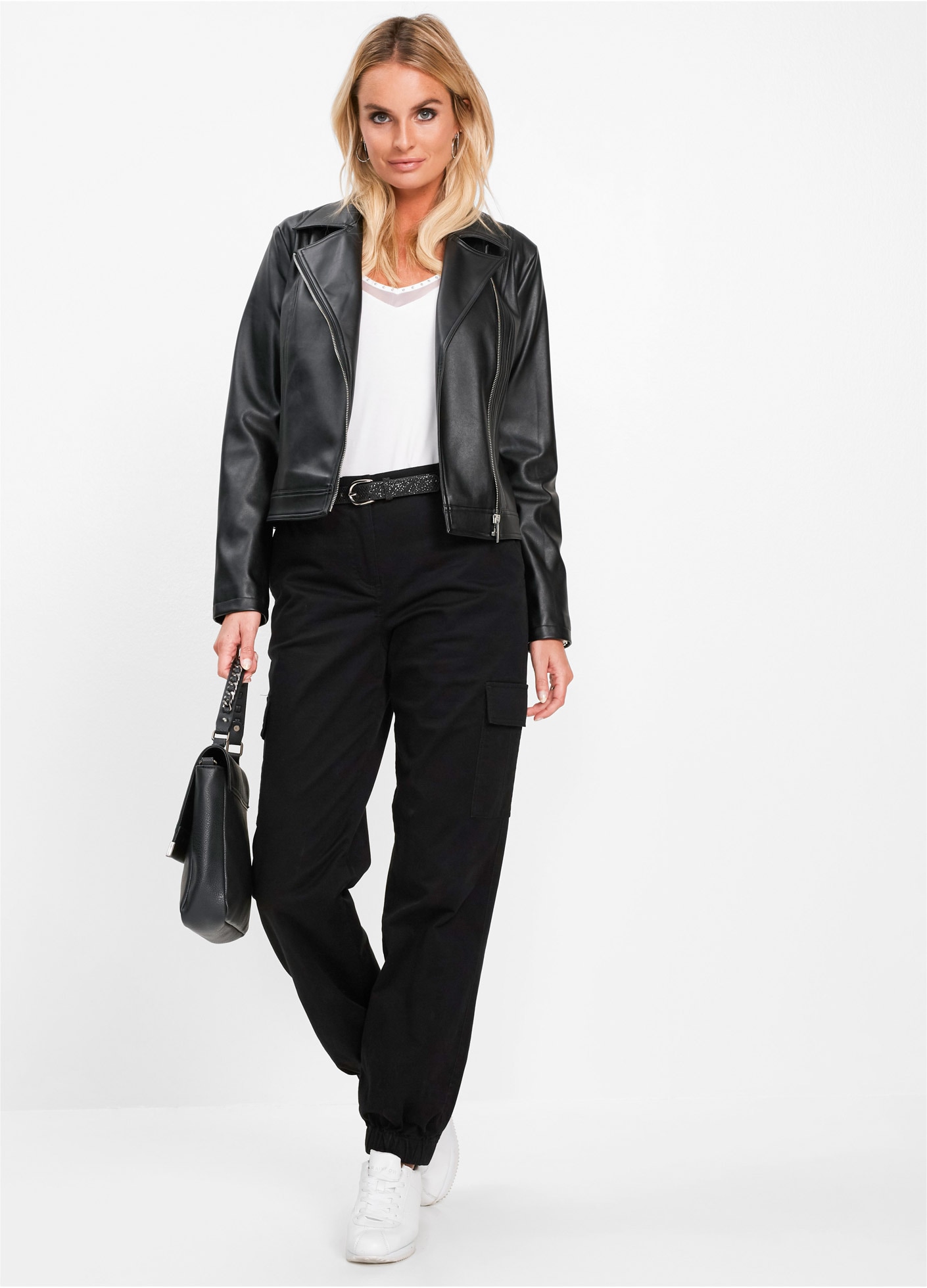 bonprix Cargohose  aus Baumwolle mit Elasthan, lockere Passform, mit Bequembund