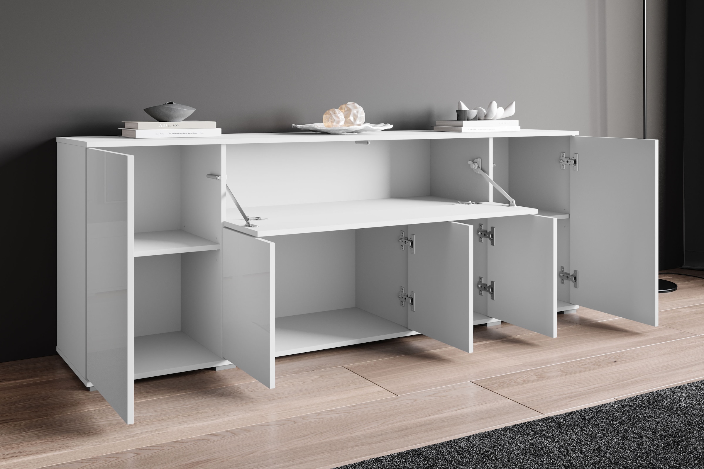 OTTO home Sideboard »Kenia, B/H/T: 180 x 68 x 39,5 cm« 1 Stk. tlg. Push-to-Open, Klappe und verstellbare Einlegeböden