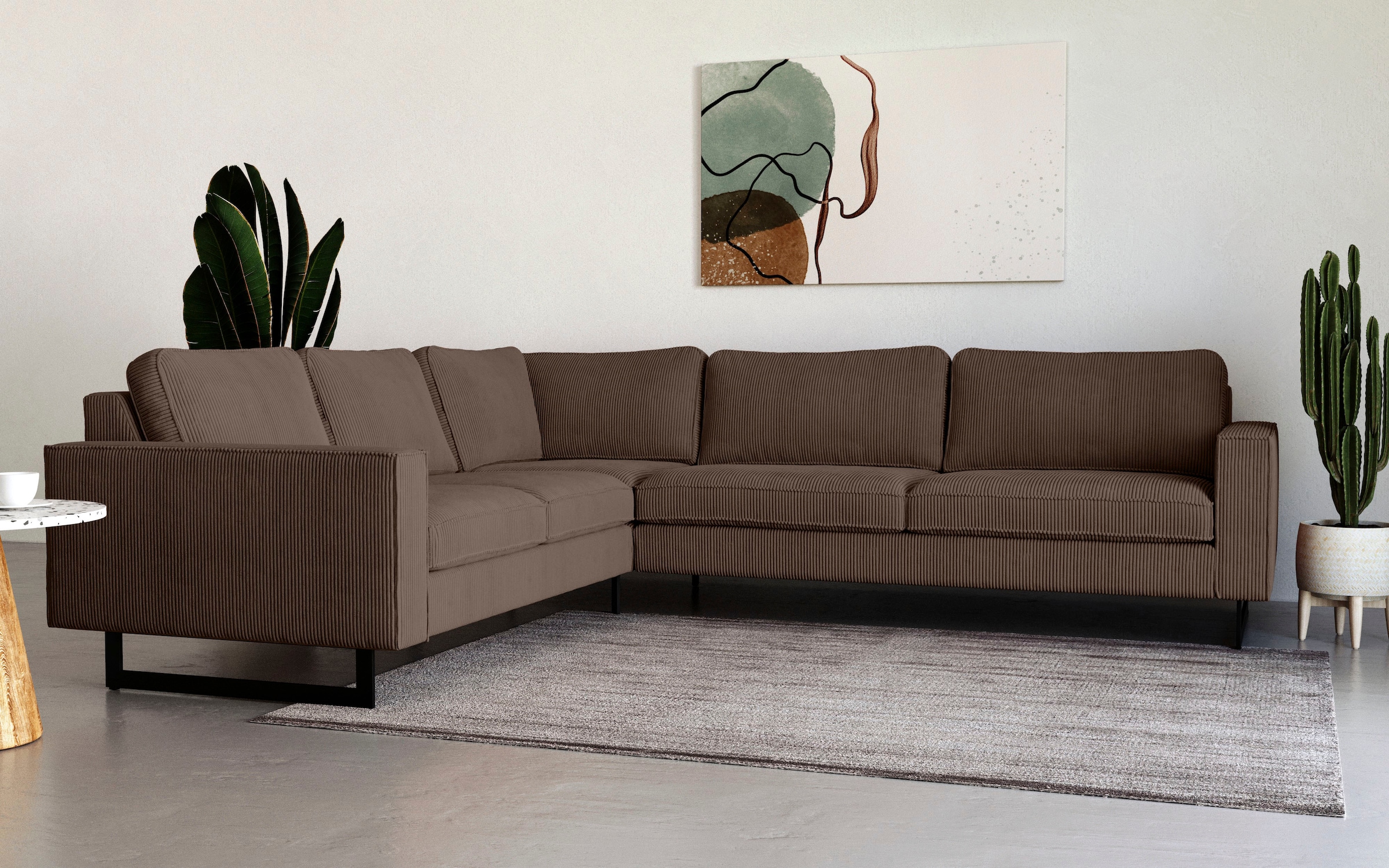 Places of Style Ecksofa "Pinto, XXL, 250/290 cm, langer Schenkel, Ottomane" günstig online kaufen