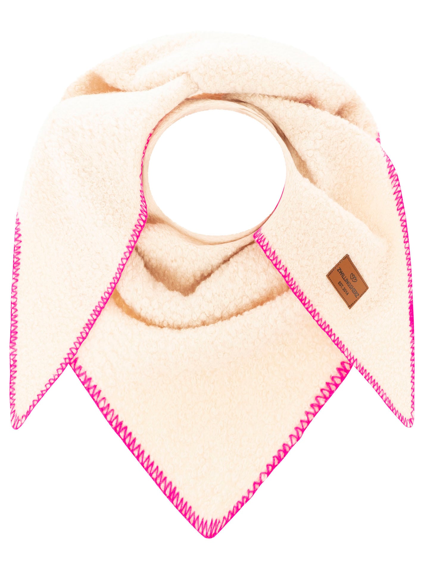 Zwillingsherz ""Teddy Stitch"" weiche Teddy-Struktur, Ziernaht-Rand, klassische Dreiecksform