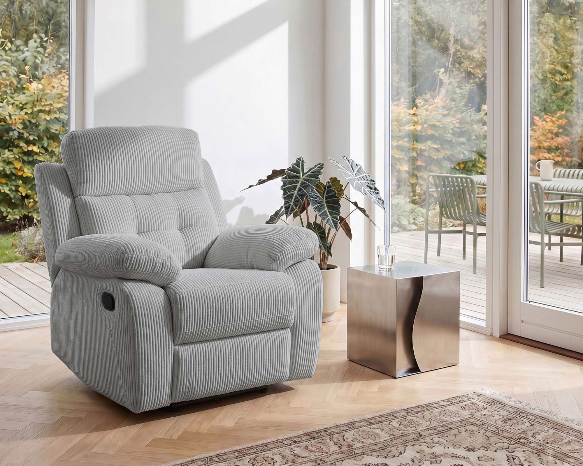 OTTO home Relaxsessel "Lannilis mit Liegefunktion, Fernsehsessel" mit manueller und elektrischer Relaxfunktion, grau
