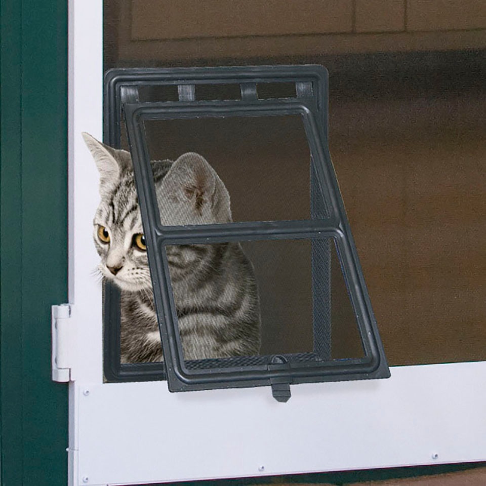 Katzenklappe WINDHAGER, schwarz, B:24cm H:29cm, Kunststoff, Tierklappen, für Insektenschutz Rahmentüren, 20x25 cm 3