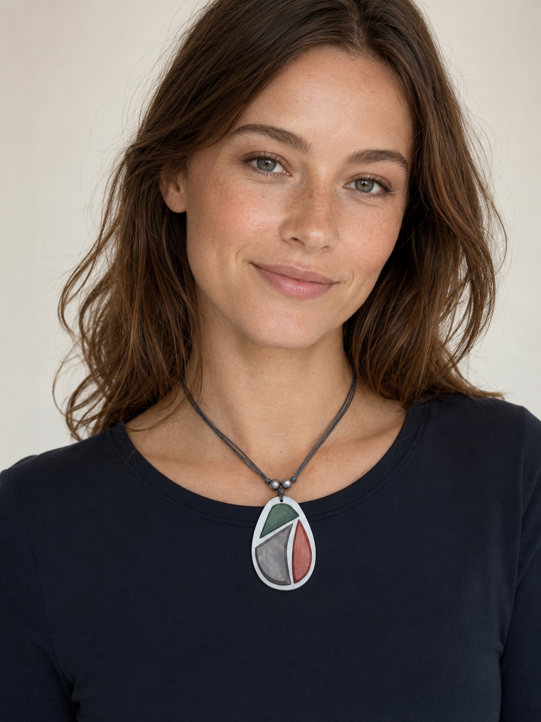 COLLEZIONE ALESSANDRO Lange Kette »Aria« in khaki-terrakotta-grau Mix