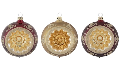 Thüringer Glasdesign Weihnachtsbaumkugel »Opulent«, (Set, 3 St.), Reflexkugel, dekoriert kaufen