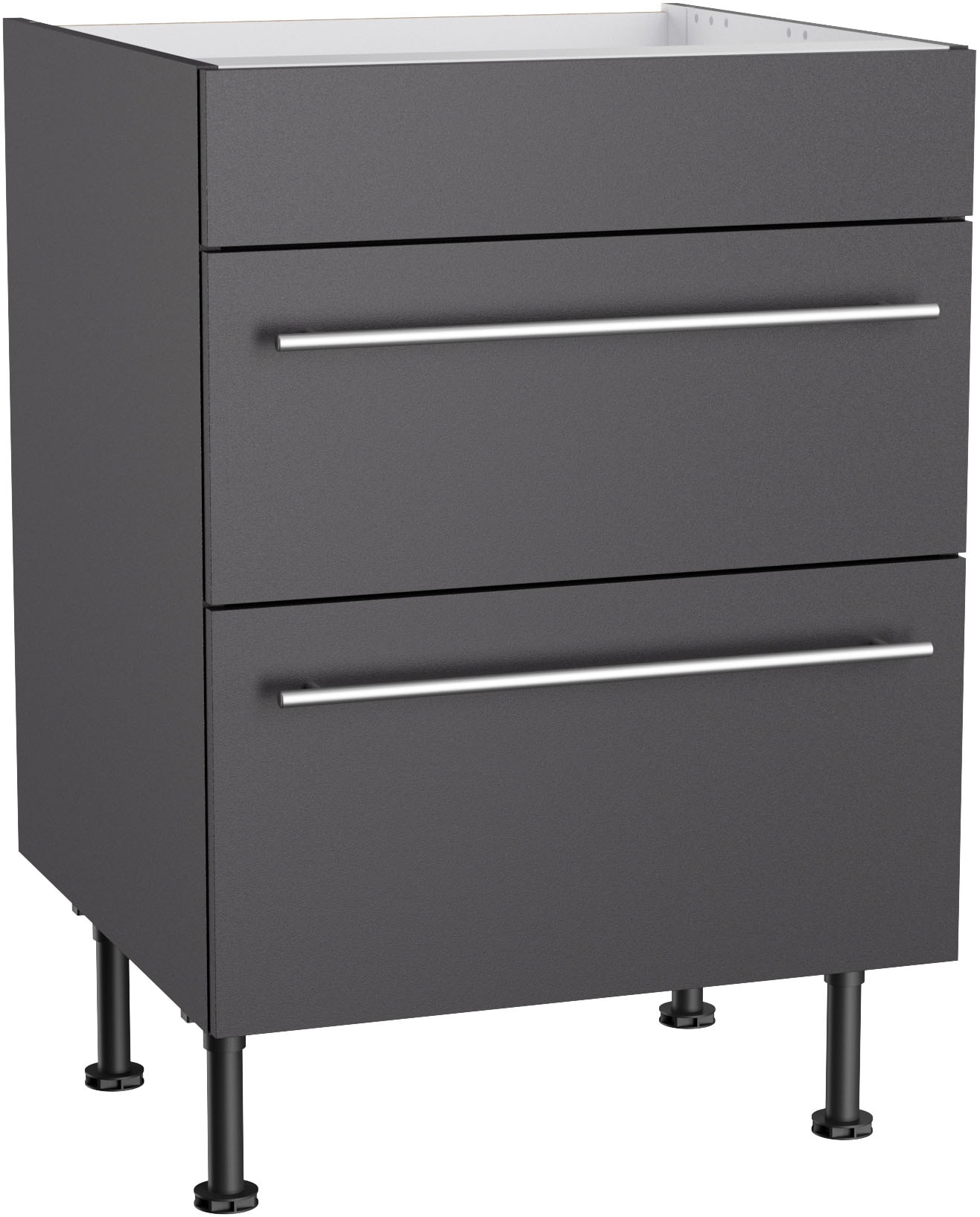 KOCHSTATION Kochfeldumbauschrank "KS-Bern2" Breite 60 cm, Kochfeldumbauschrank, 2 Auszügen, 1 feste Blende