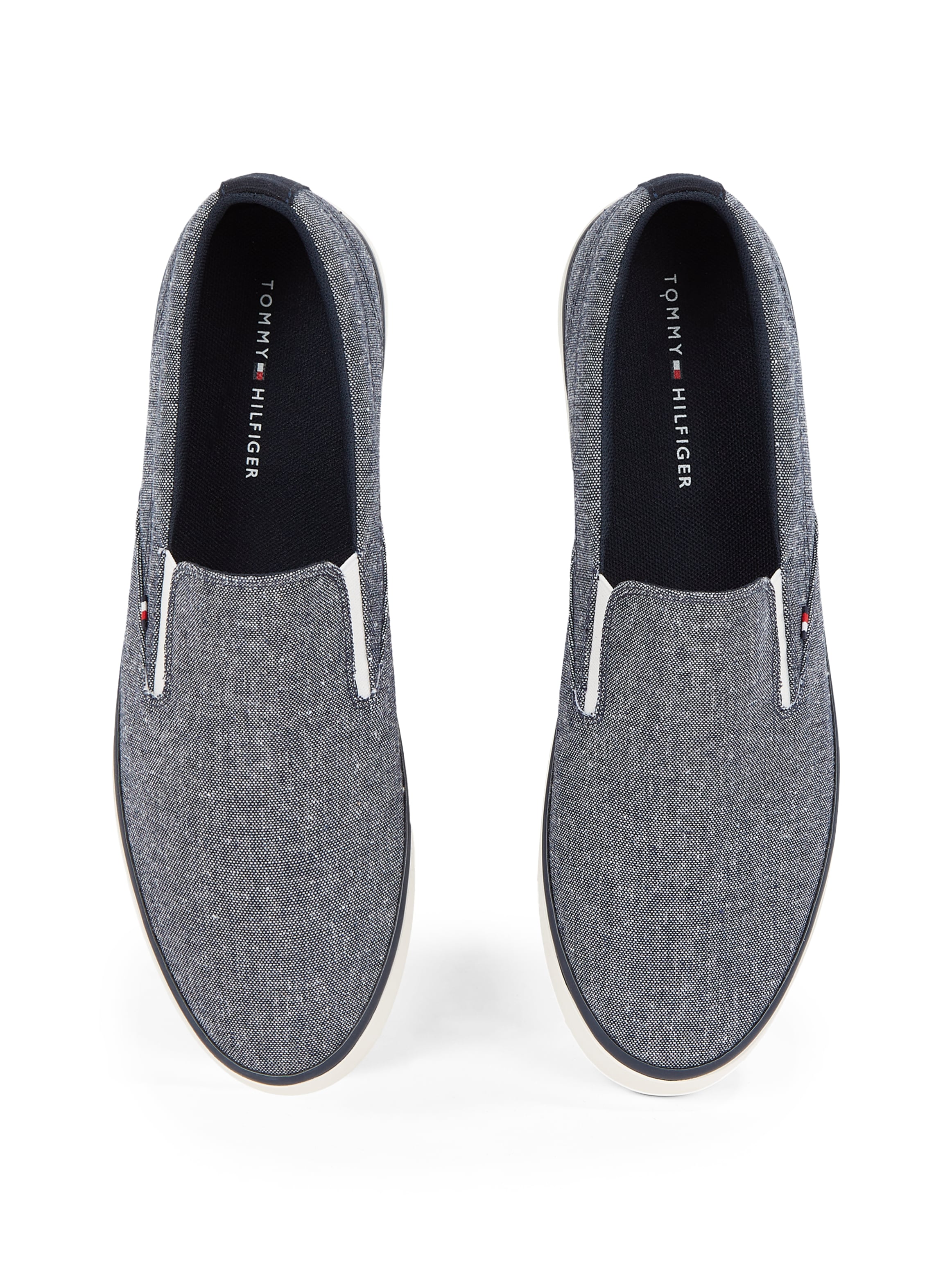Tommy Hilfiger Slip-On Sneaker »TH HI VULC LOW SLIP ON CH«, Freizeitschuh, Schlupfschuh, Halbschuh mit seitlichen Gummizügen