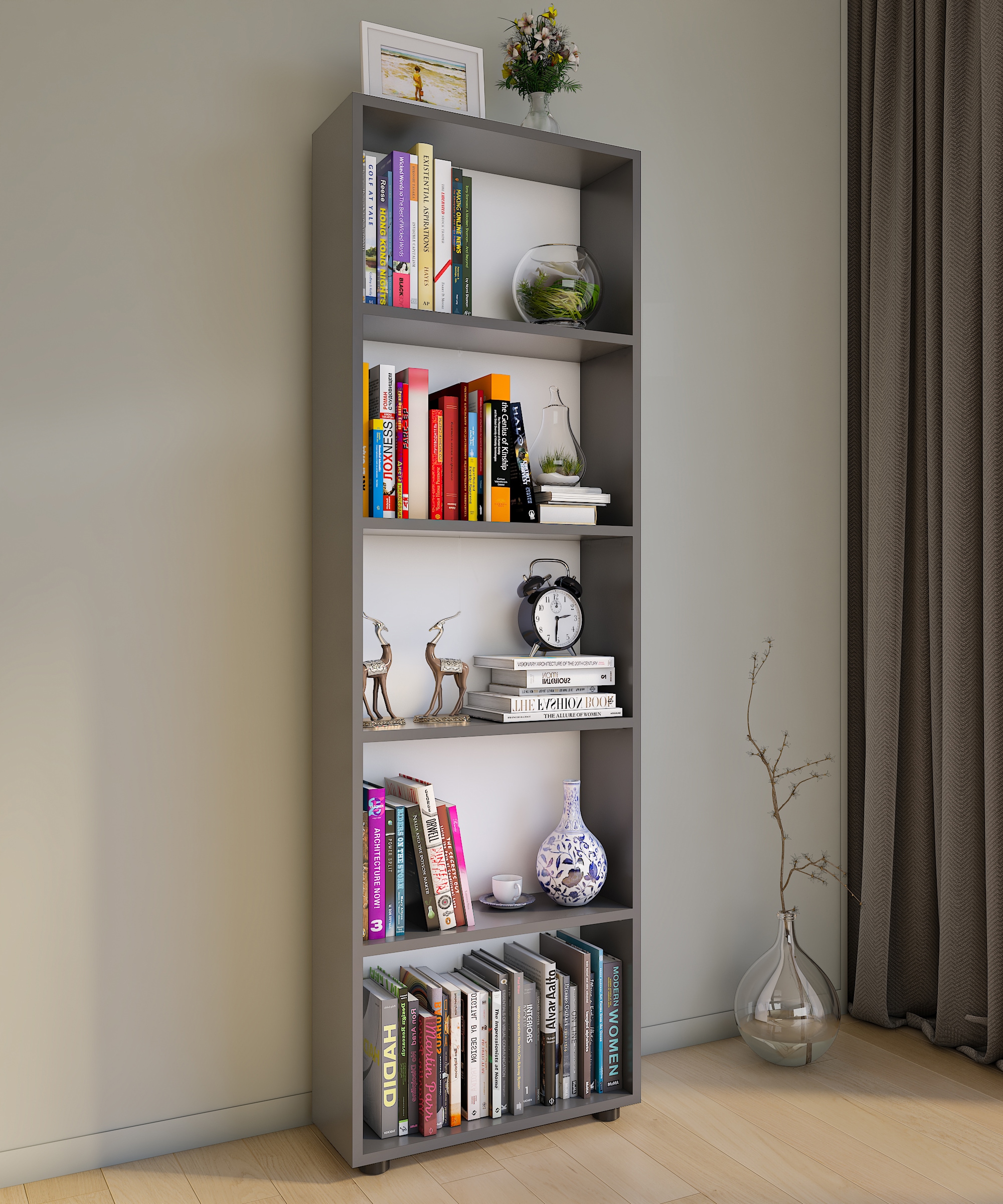 VCM Standregal »VCM Holz Aufbewahrung Stand Regal Bücherregal Deko Bücher Standregal Bulas 5 Fächer«