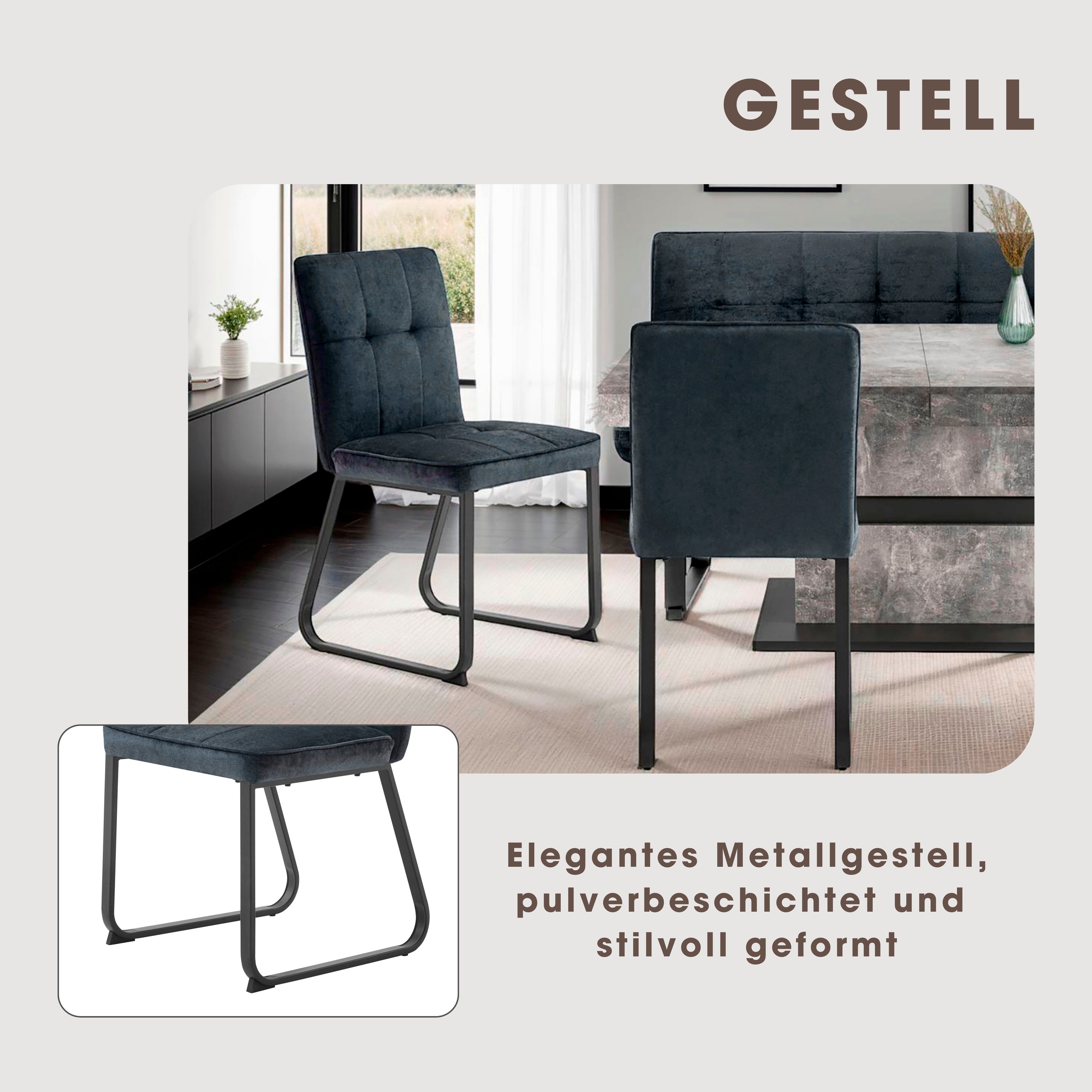 byLIVING Esszimmerstuhl »Talea«, (Set), 2 St., Microfaser, Nosagfederung im Sitz, Cord Stoff