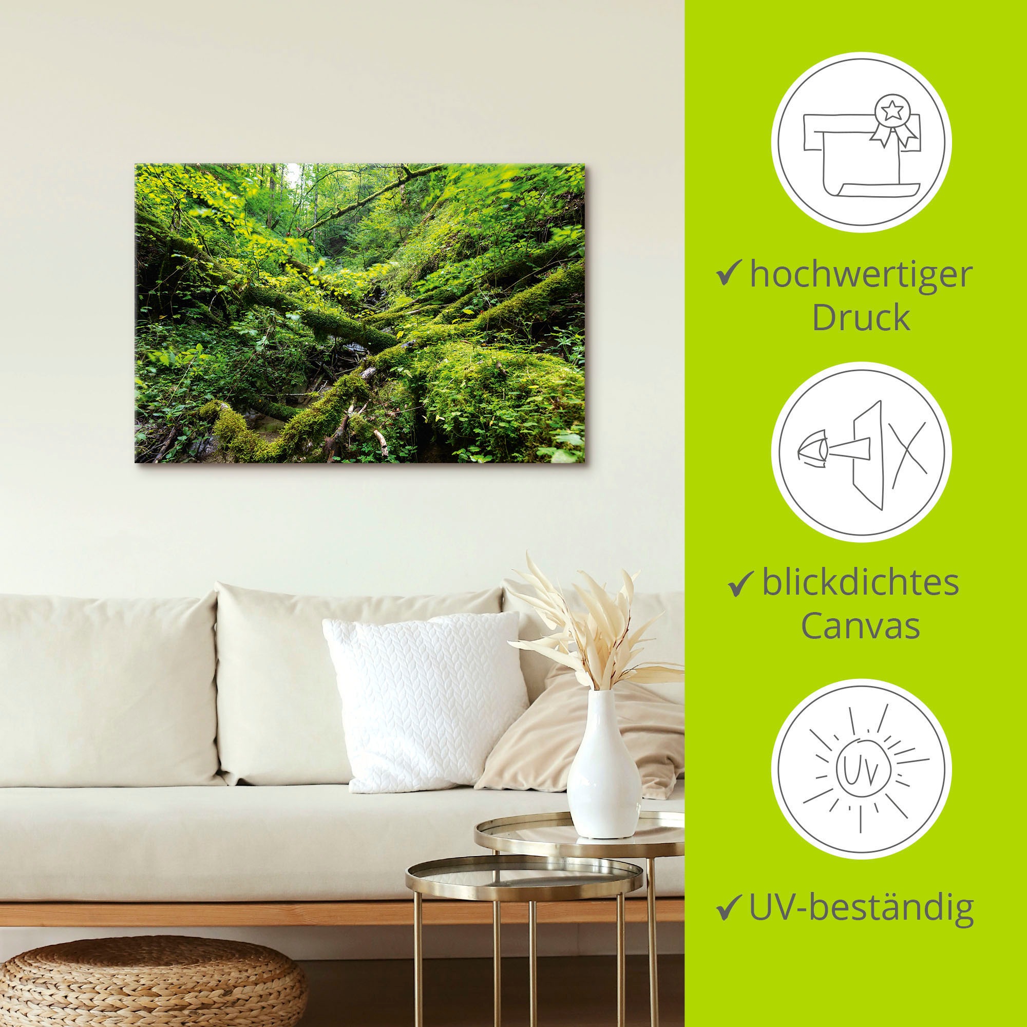 Artland Wandbild »Moosbedecktes Totholz Schwarzwald«, Waldbilder, (1 St.), als Alubild, Leinwandbild, Wandaufkleber oder Poster in versch. Größen