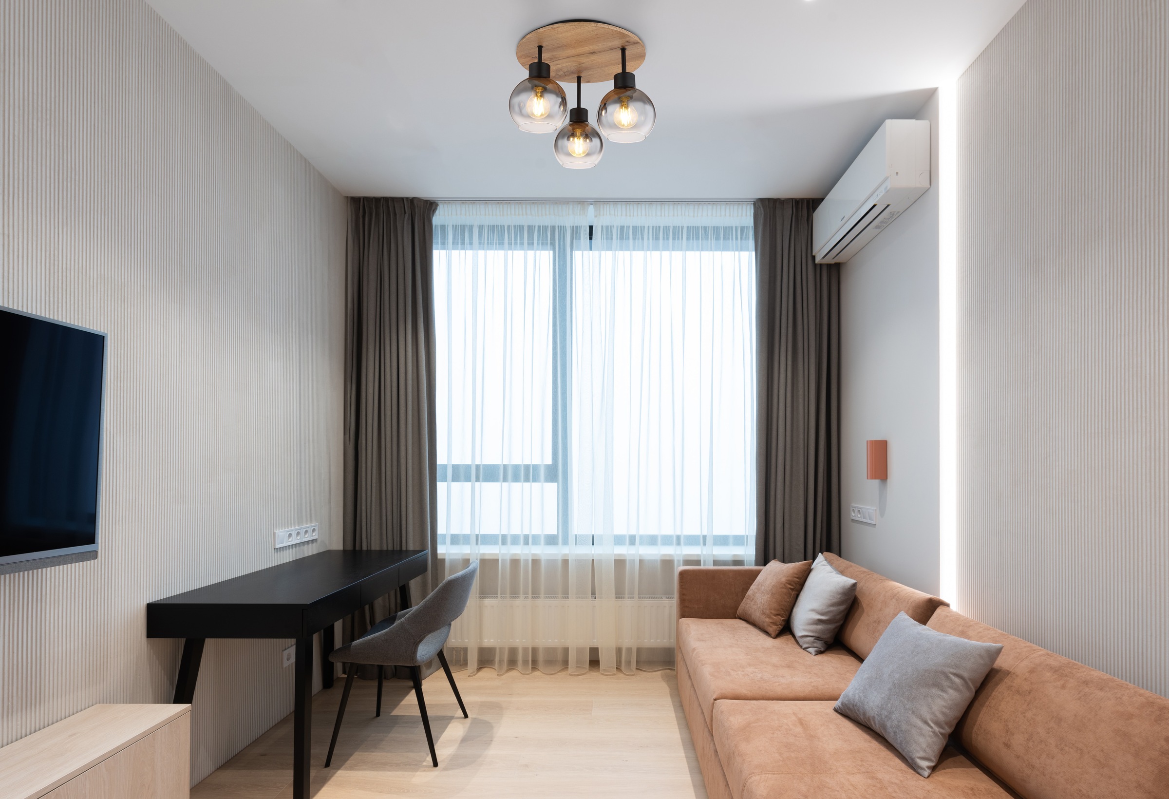 GLOBO LIGHTING Deckenleuchte »MOITAS« E27 1 Stk. Deckenleuchte Schwarz/Holzoptik, Rauchglas, E27