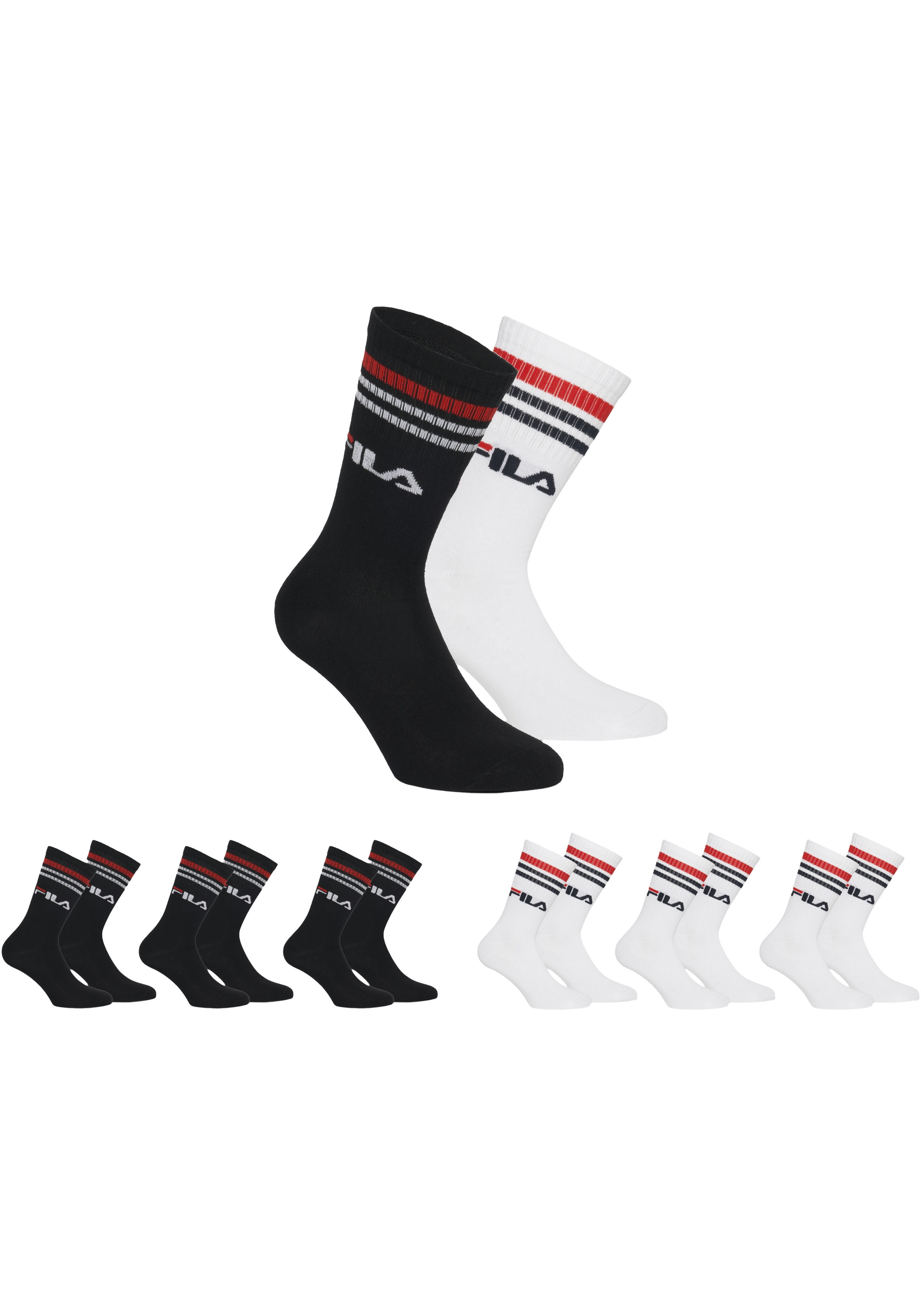 Fila Socken "UNISEX LIFESTYLE PLAIN SOCKS" 6 Stk. tlg. mit Logo-Schriftzug günstig online kaufen