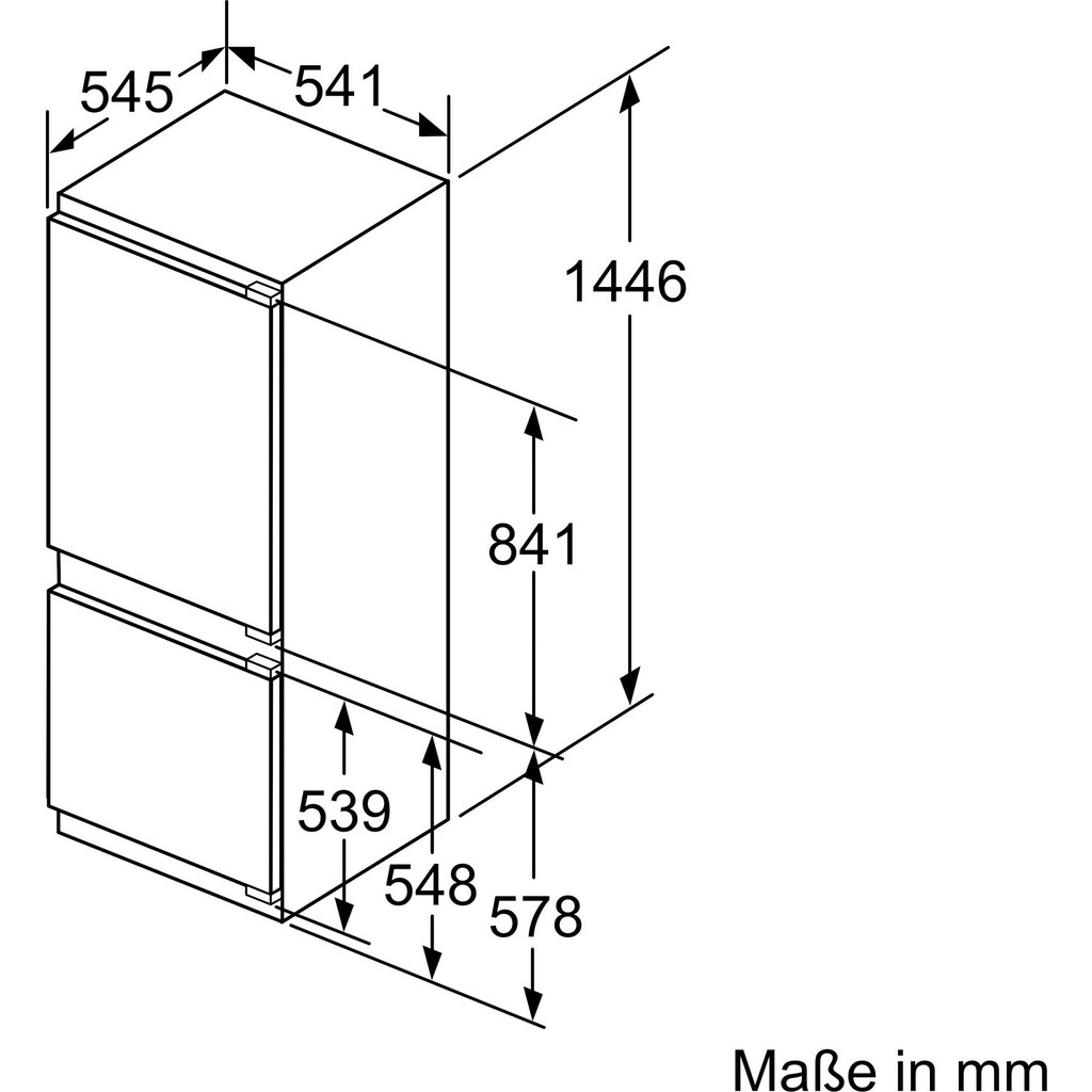 NEFF Einbaukühlgefrierkombination »KI5672FF0«, KI5672FF0, 144,6 cm hoch, 54,1 cm breit