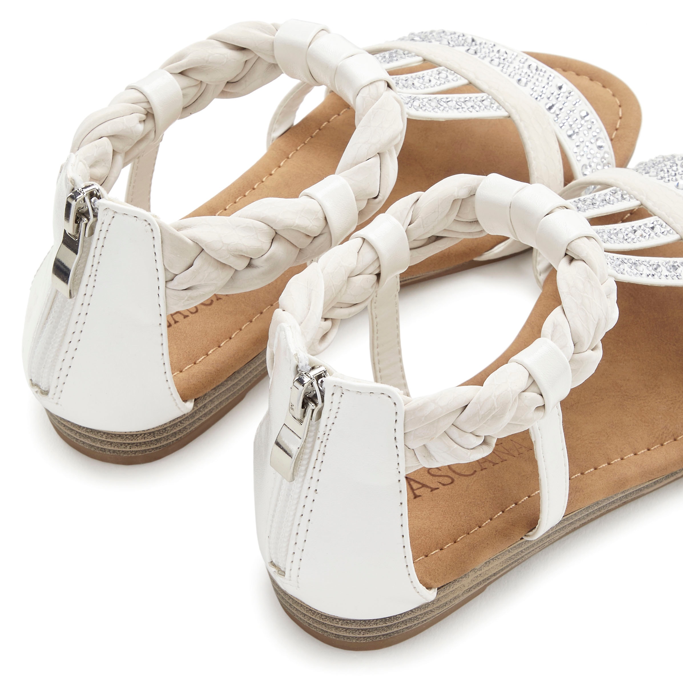 LASCANA Sandale »Sommerschuh«, mit Glitzersteinen, kleiner Keilabsatz, Sandalette, Sommerschuh VEGAN
