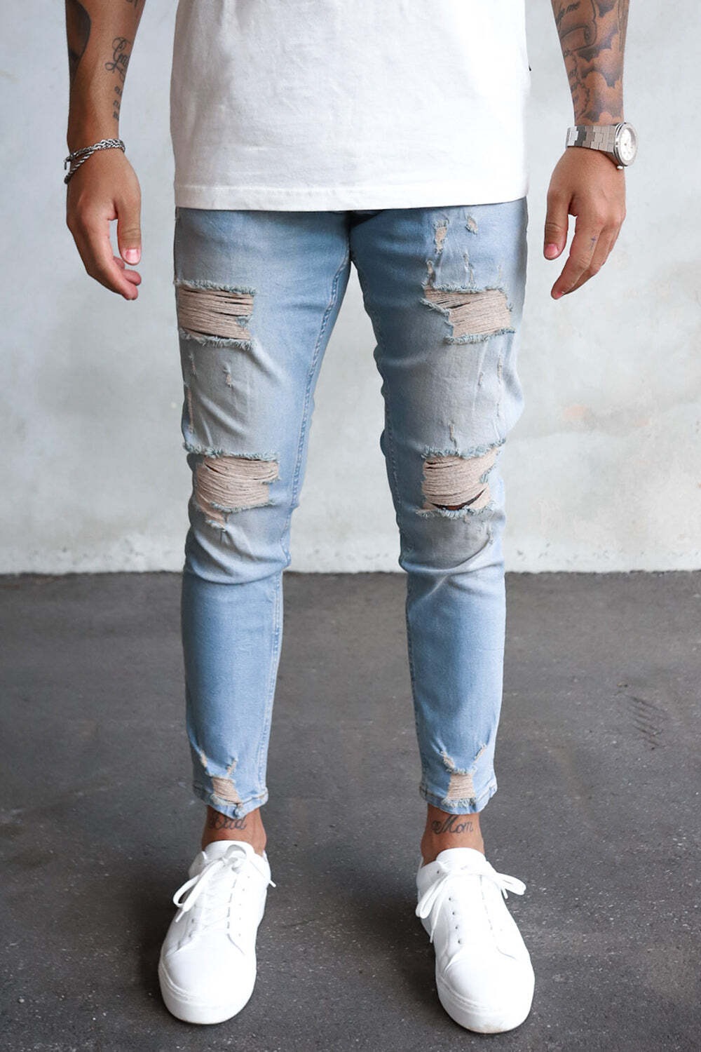 2Y Premium Bequeme Jeans »2Y Premium Herren 2Y Destroyed Cropped Skinny Fit Denim«, (1 tlg.)