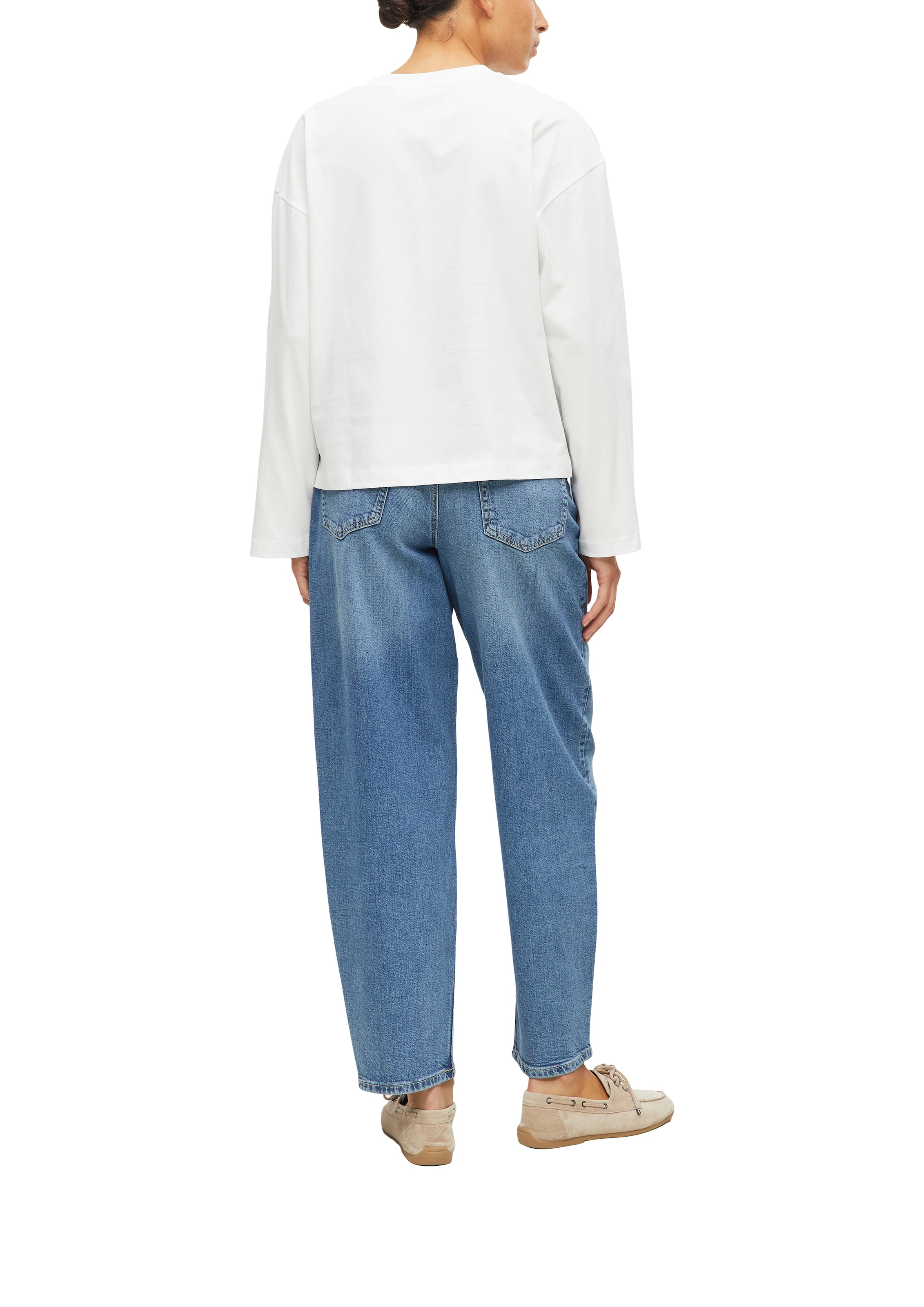 s.Oliver Rundhalsshirt Langarmshirt / Sweatshirt mit Brusttasche / Weite Arme
