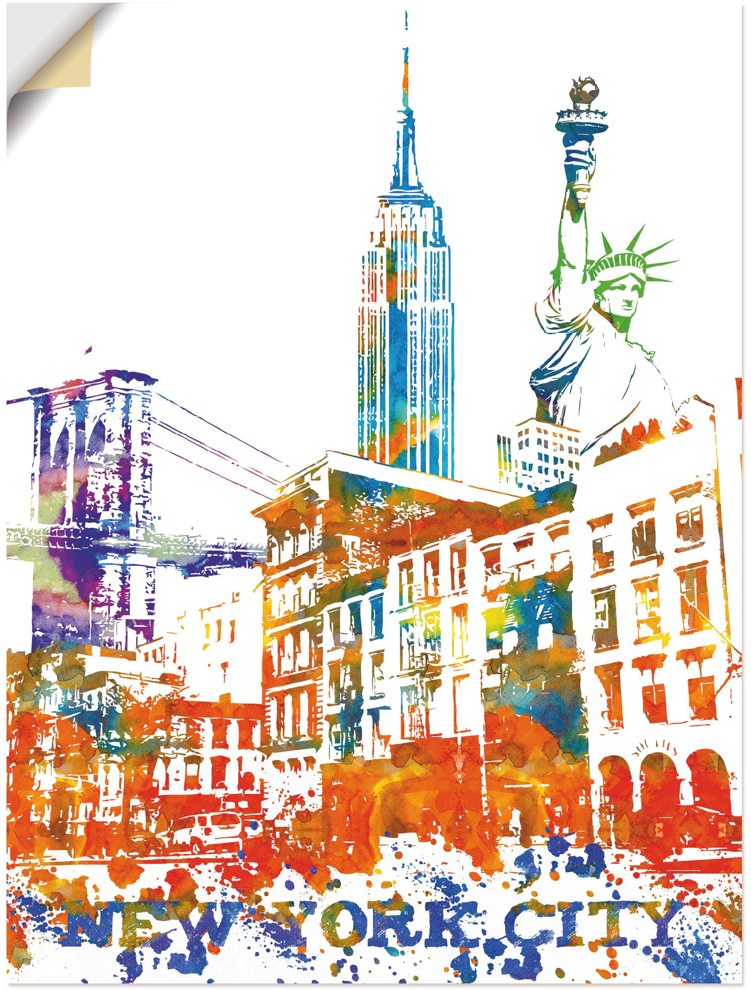 Artland Wandbild »New York City Grafik«, New York, (1 St.), als Alubild, Leinwandbild, Wandaufkleber oder Poster in versch. Größen