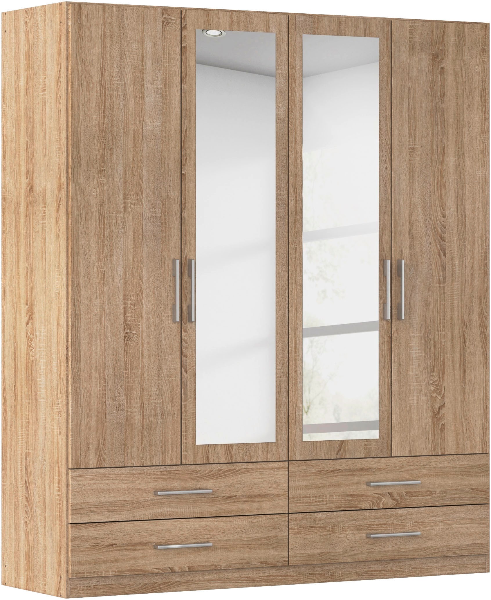 rauch Kleiderschrank "Schrank Garderobenschrank Mehrzweckschrank Schlafzimmer HERSBRUCK" 3 verschiedene Ausstattungen BASIC/CLASSIC/PREMIUM (inkl. SOFT-CLOSE), mit großzügigen Schubladen sowie Spiegeltüren MADE IN GERMANY