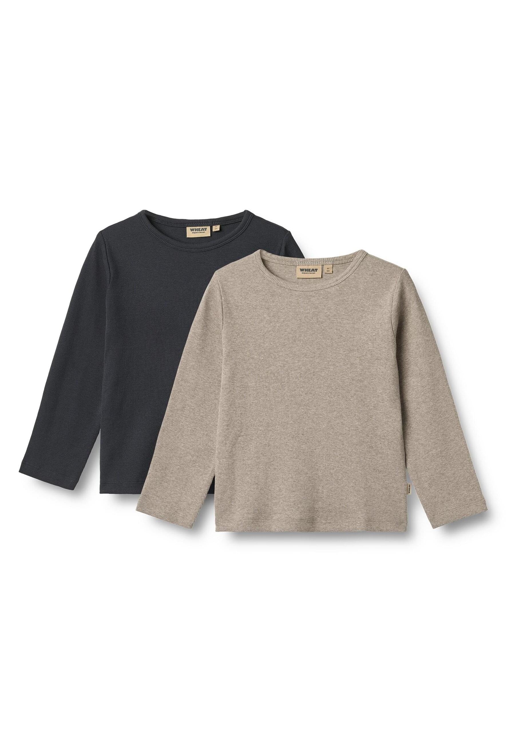Longsleeve WHEAT "WHEAT 2 Rib T-shirt L/S Milo", Mädchen, Gr. 140, navy, 95% Baumwolle, 5% Elasthan, unifarben, normal, Rundhals, Shirts