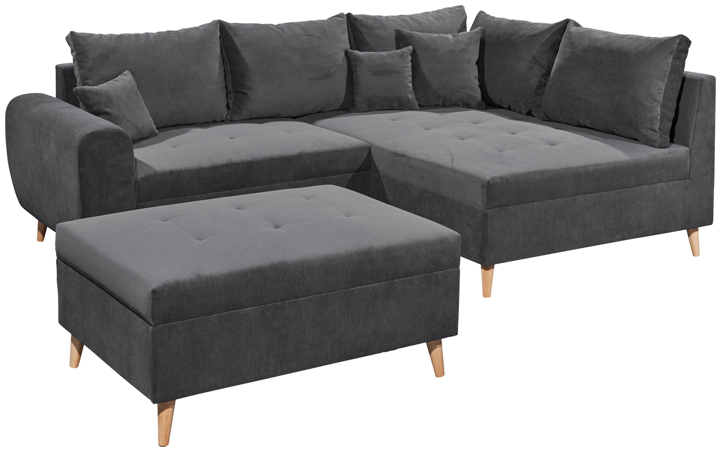 ED EXCITING DESIGN Ecksofa »Calanda L-Form«, mit Hocker, frei im Raum stellbar, Rücken- und Zierkissen