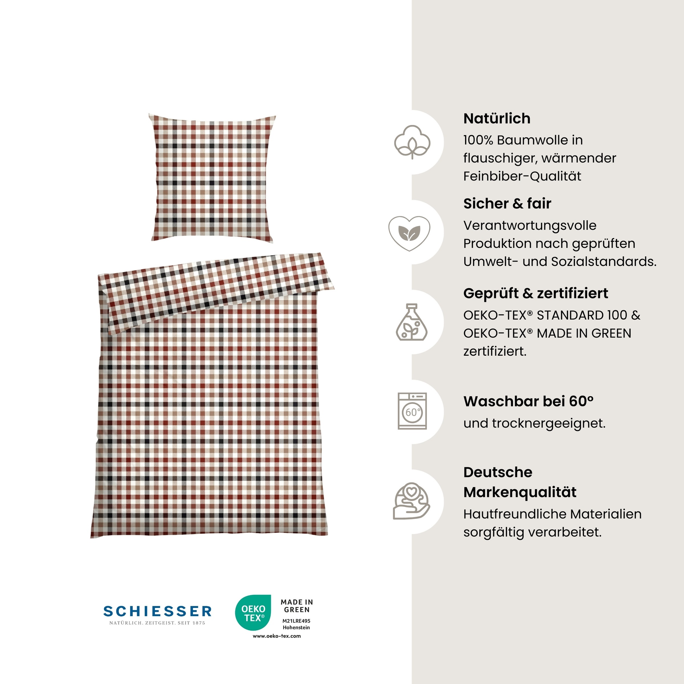 Schiesser Bettwäsche "James aus weichem Baumwollflanell mit traditionellen günstig online kaufen
