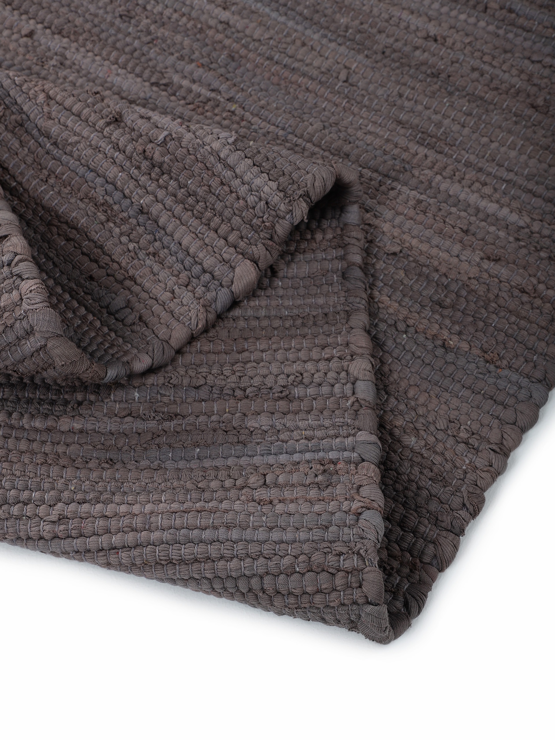 carpetfine Teppich »Kelim Chindi uni, auch als Läufer«, rechteckig, 5 mm Höhe, Wendeteppich, reine Baumwolle, handgewebt, Uni-Farben, mit Fransen