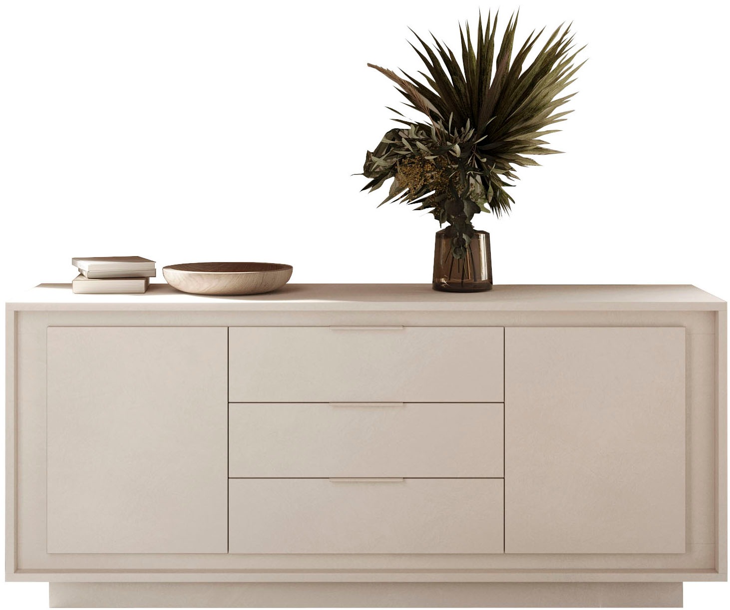 Home affaire Sideboard "Sky, B/T 180/50 cm, Kommode/Stauraumschrank, 2 Türen, 3 Schubkästen" Softclosing, Korpus & Front 22 mm stark, Rahmen-Optik, Metallgriffe
