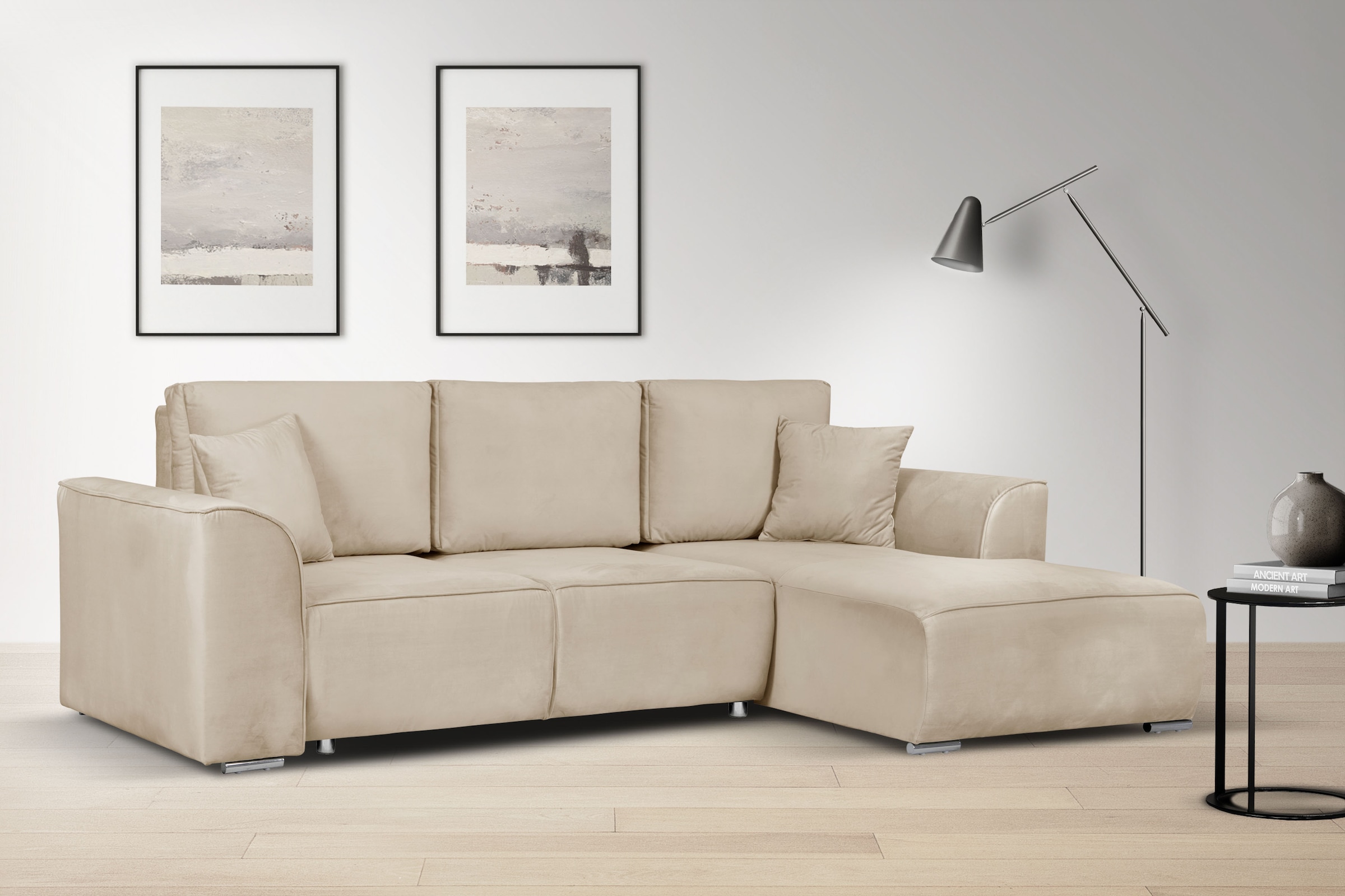 Ecksofa OTTO HOME, B:265cm H:86cm T:170cm, beige, 100% Polyester, Wohnzimmer, Sofas, "BEATRICE optionale Schlafsofa mit Bettkasten, B/T/H: 265/170/86