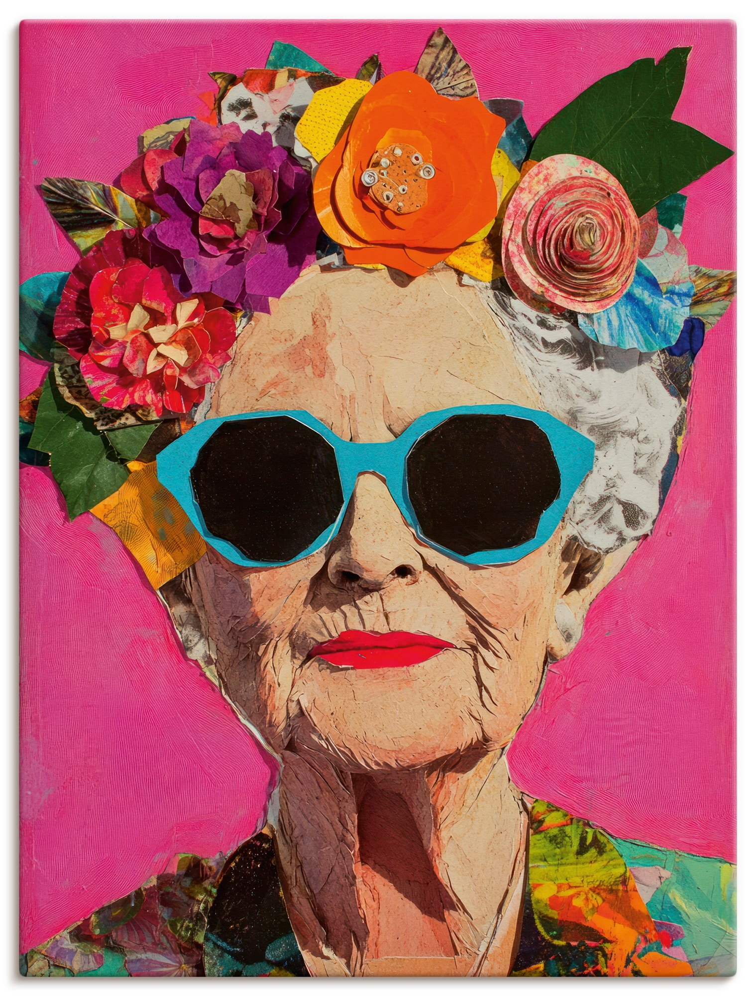 Wandbild ARTLAND "Wild und fabelhaft, Frau mit Blumenkranz", farbe bild(er): farbig, B:60cm H:80cm, Bilder, als Alubild, Leinwandbild, Poster, Wandaufkleber in verschied. Größen