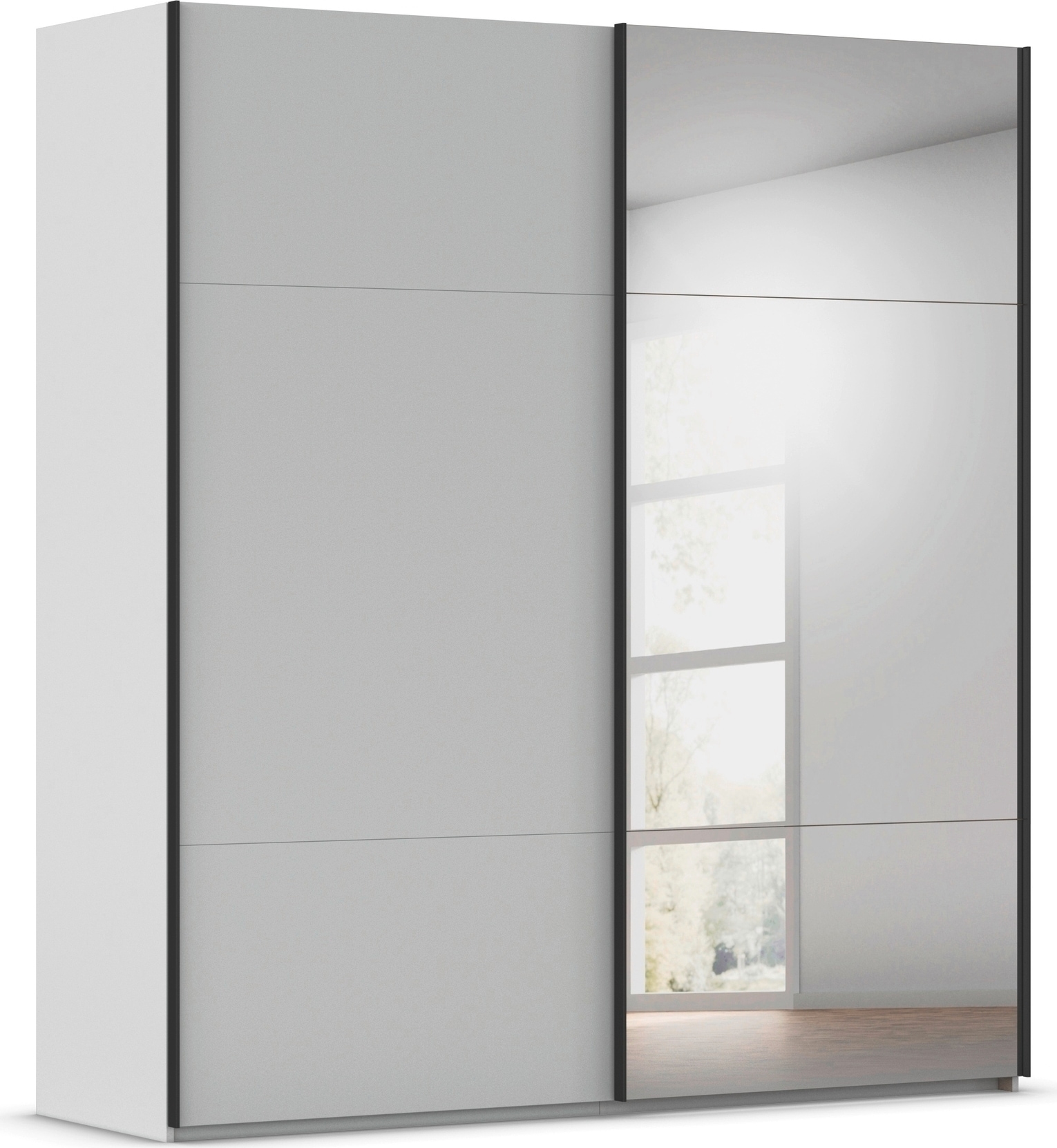 rauch Schwebetürenschrank "Kleiderschrank Schrank Garderobe Schlafzimmerschrank CONTIDO" 3 verschiedene Ausstattungen BASIC/CLASSIC/PREMIUM (inkl. SOFT-CLOSE), aus hochwertigem Material in 6 Breiten 2 Griff-Farben MADE IN GERMANY