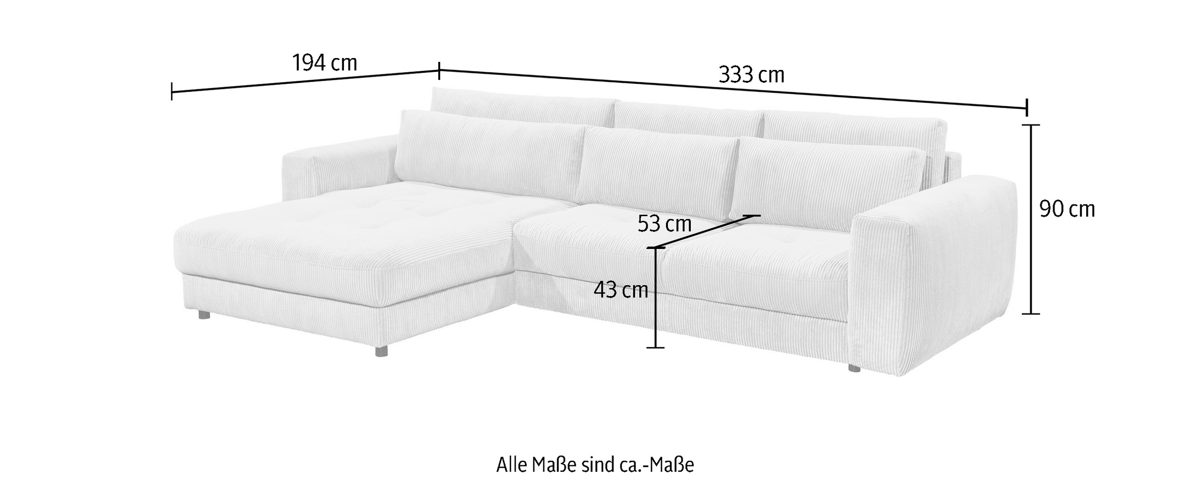 ED EXCITING DESIGN Ecksofa »Barura L-Form«, mit 3 Nierenkissen