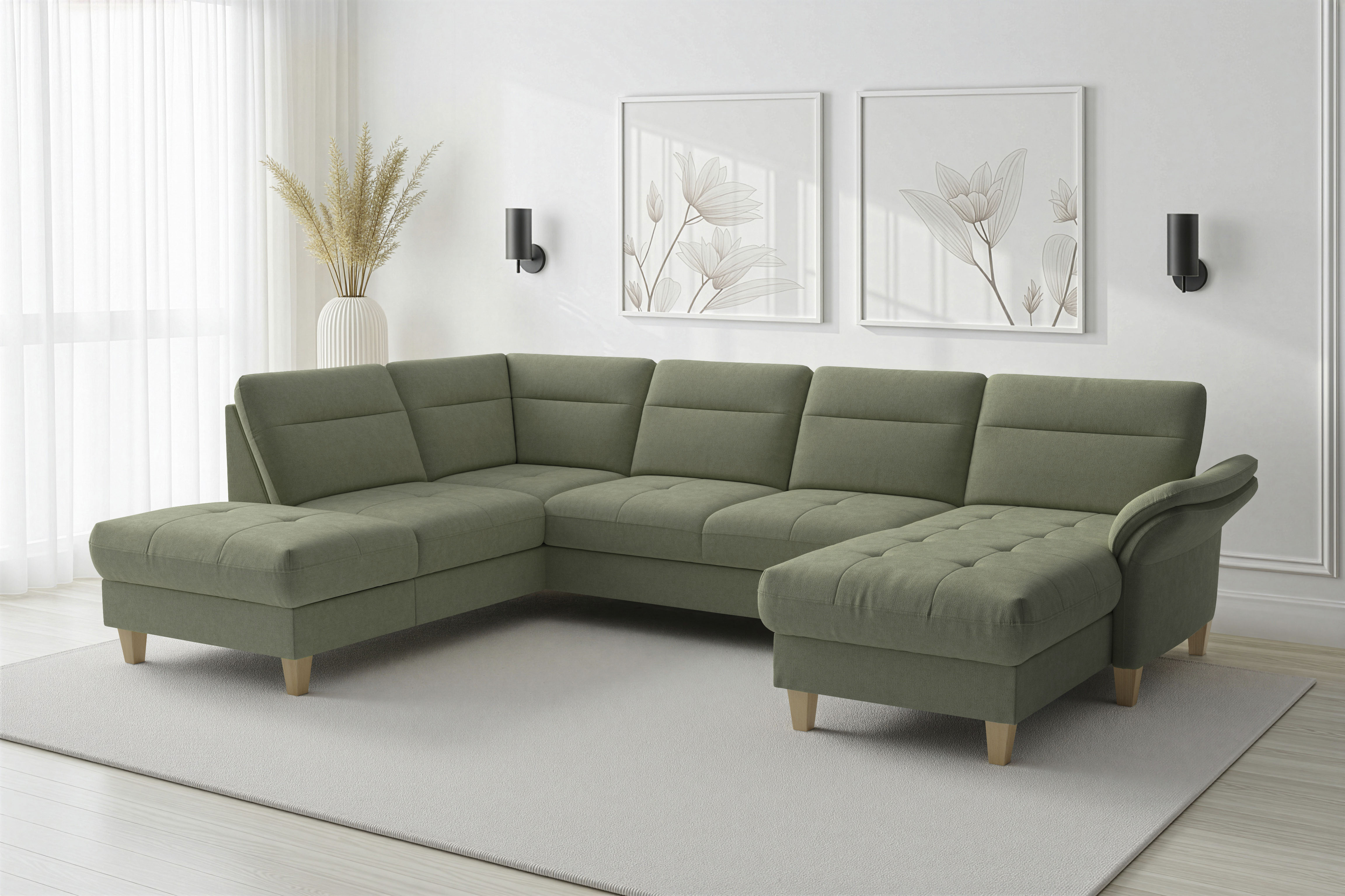 sit&more "Pamela U-Form, B: 292 cm, optional Schlaffunktion & Bettkasten" mit Federkern